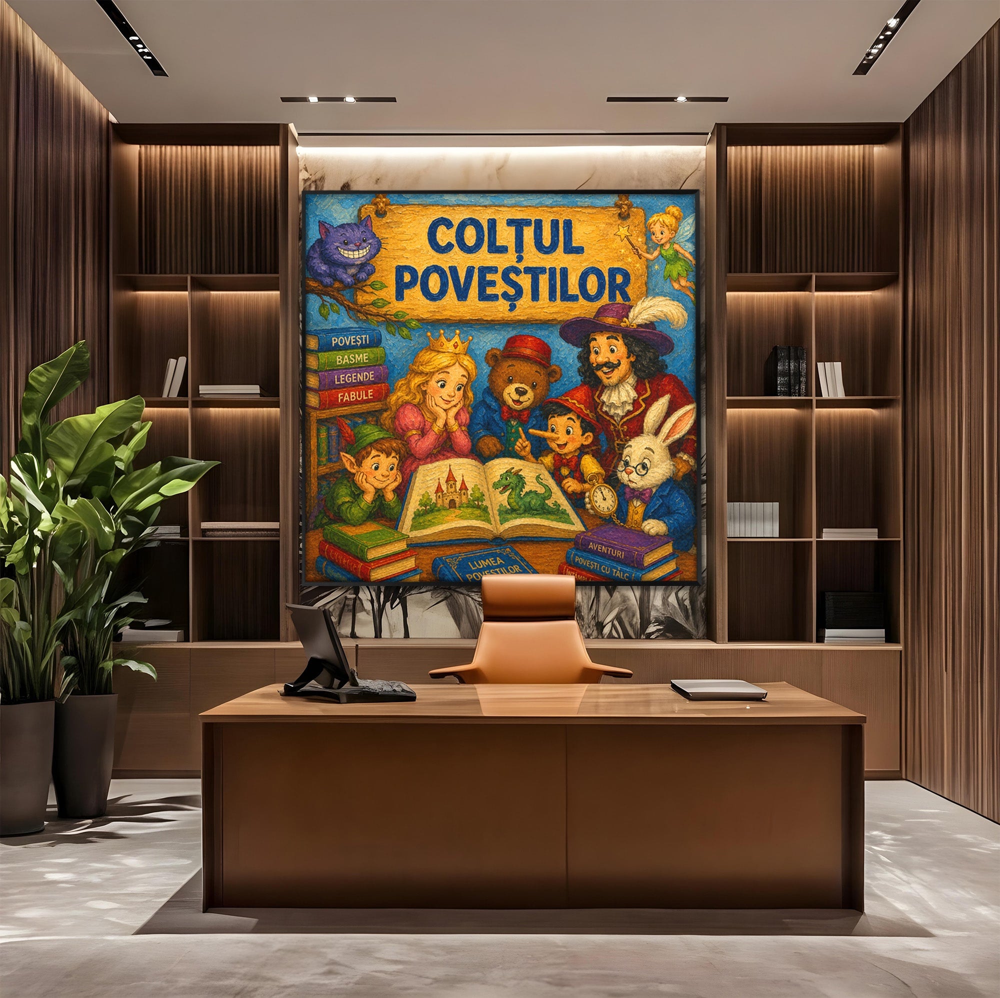 Tablou Canvas Premium LuxCanva® K1099, Coltul Povestilor, Povesti, Personaje, Copii, Imaginatie, Dormitor, Culori Vibrante