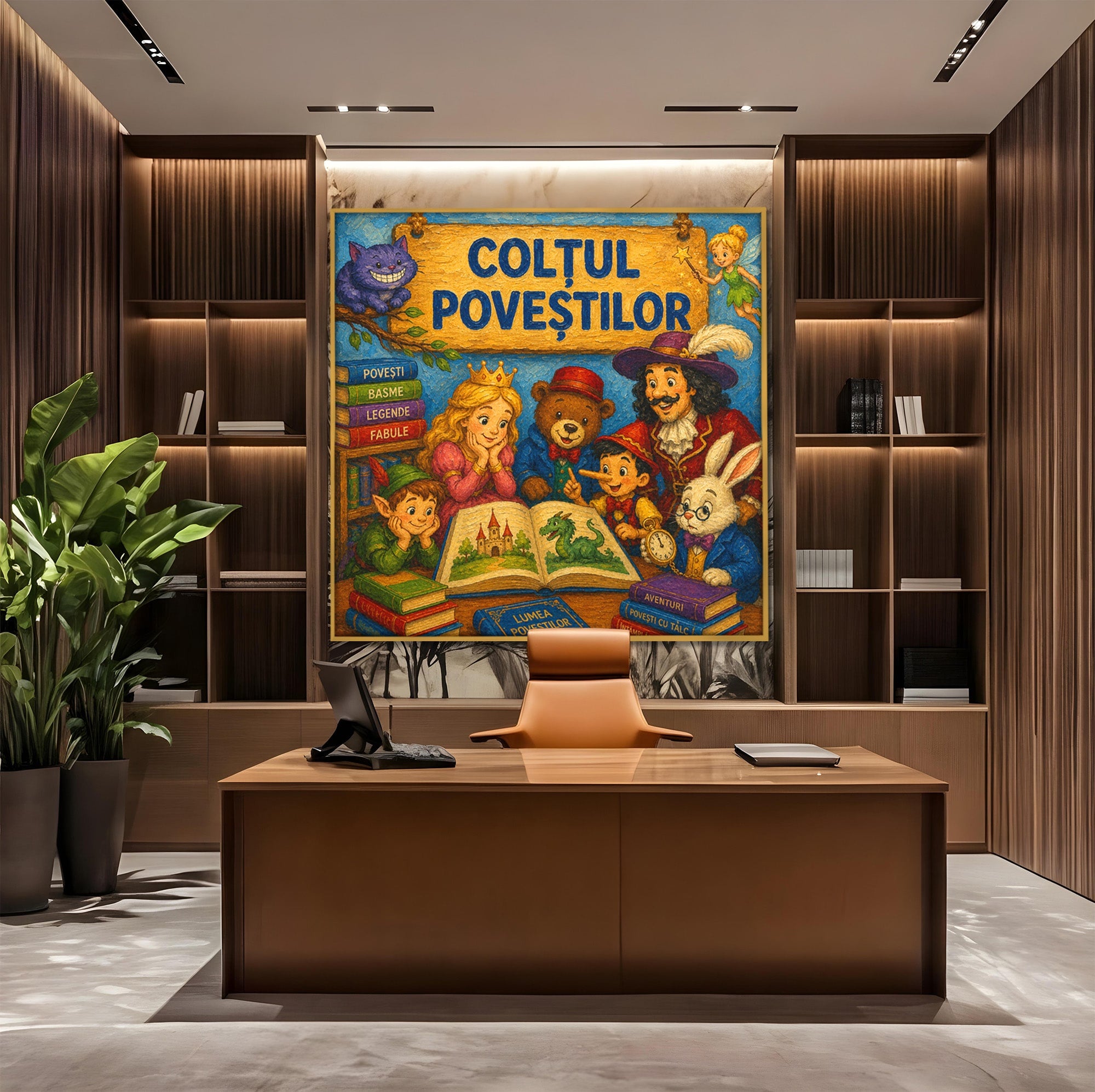 Tablou Canvas Premium LuxCanva® K1099, Coltul Povestilor, Povesti, Personaje, Copii, Imaginatie, Dormitor, Culori Vibrante