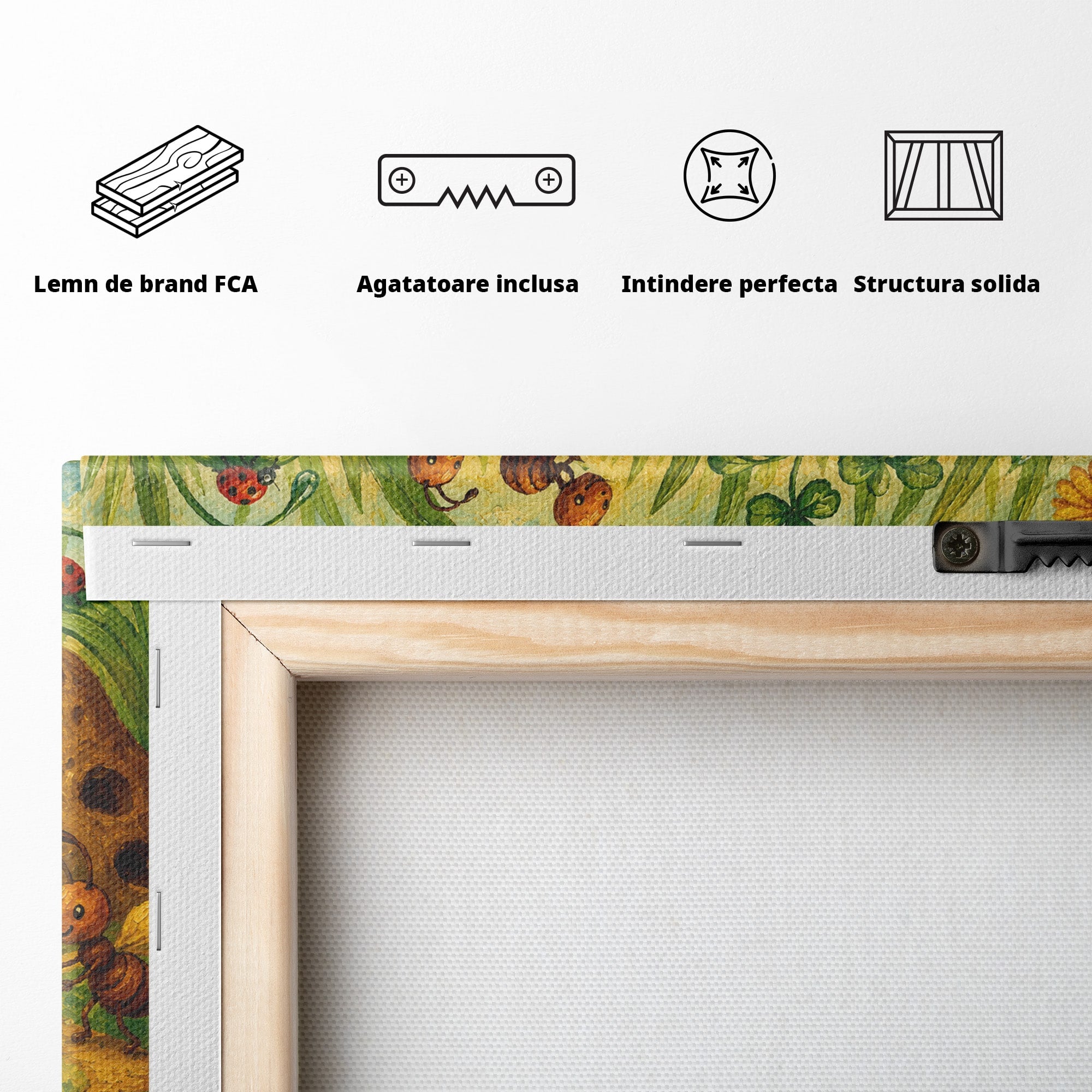 Tablou Canvas Premium LuxCanva® K1100, Furnicute Vesele, Furnici, Natura, Fericire, Copii, Gradina, Living, Culori Vibrante