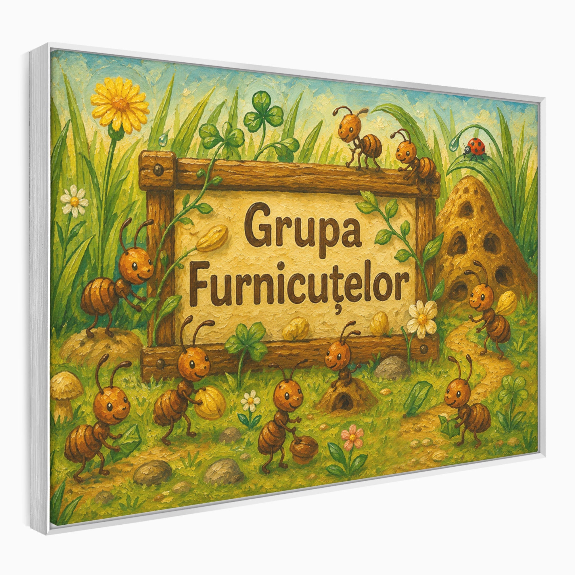Tablou Canvas Premium LuxCanva® K1100, Furnicute Vesele, Furnici, Natura, Fericire, Copii, Gradina, Living, Culori Vibrante