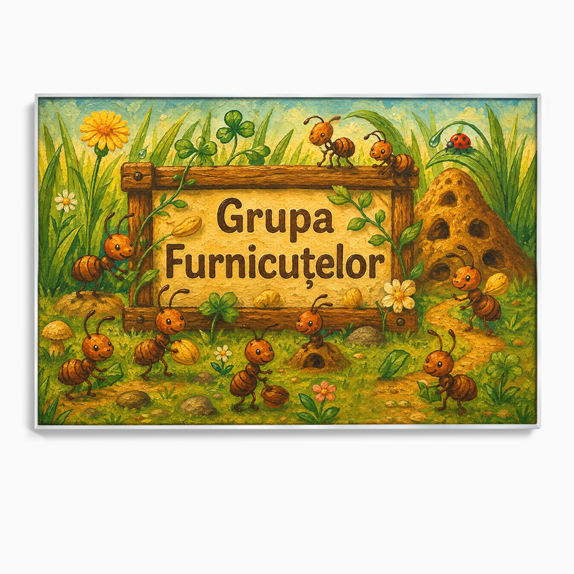 Tablou Canvas Premium LuxCanva® K1100, Furnicute Vesele, Furnici, Natura, Fericire, Copii, Gradina, Living, Culori Vibrante