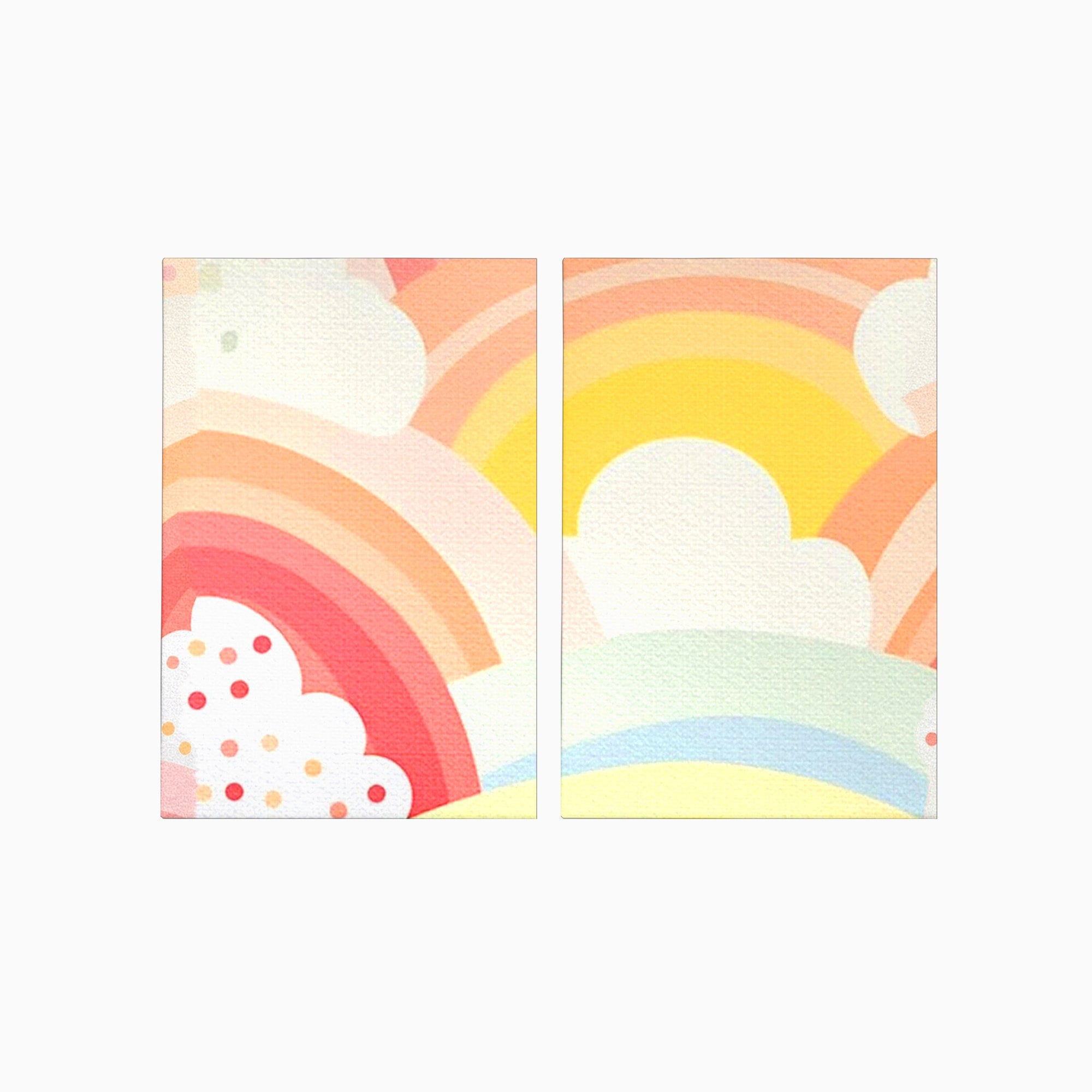 Set 2 Tablouri Canvas Premium LuxCanva® K2-1034, Zambetul Cerului, Pastel, Curcubeu, Nori, Pufosi, Energie, Blandete, Atmosfera, Copilarie, Cer, Poveste, Optimism, Fericire, Camera Copil, Dormitor