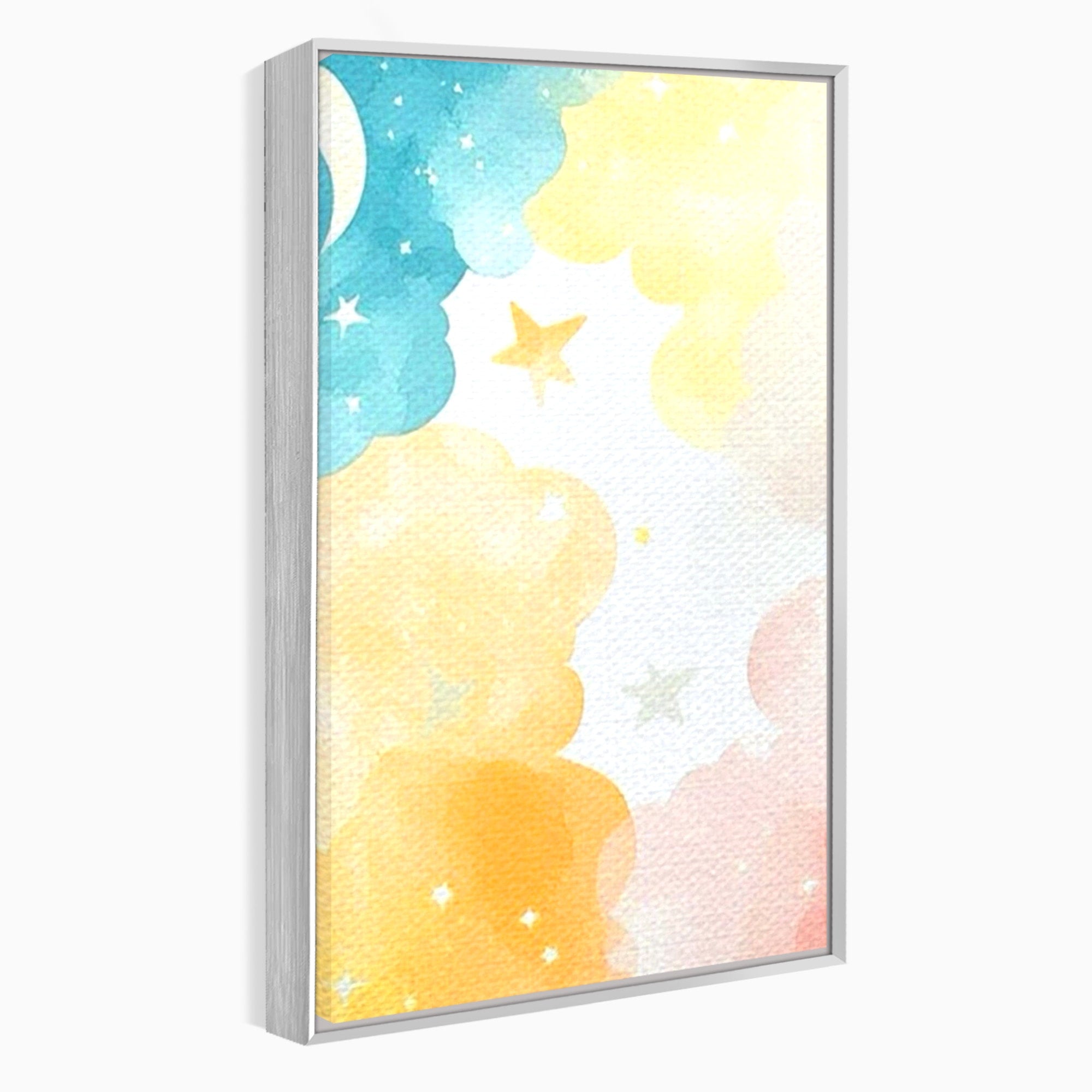 Set 2 Tablouri Canvas Premium LuxCanva® K2-1040, Norii Care Canta Stele, Somn, Usor, Vise, Pastel, Cer, Curcubeu, Ploaie, Pufos, Magie, Luna, Fantezie, Taram, Basm, Frumusete, Camera Copil, Dormitor