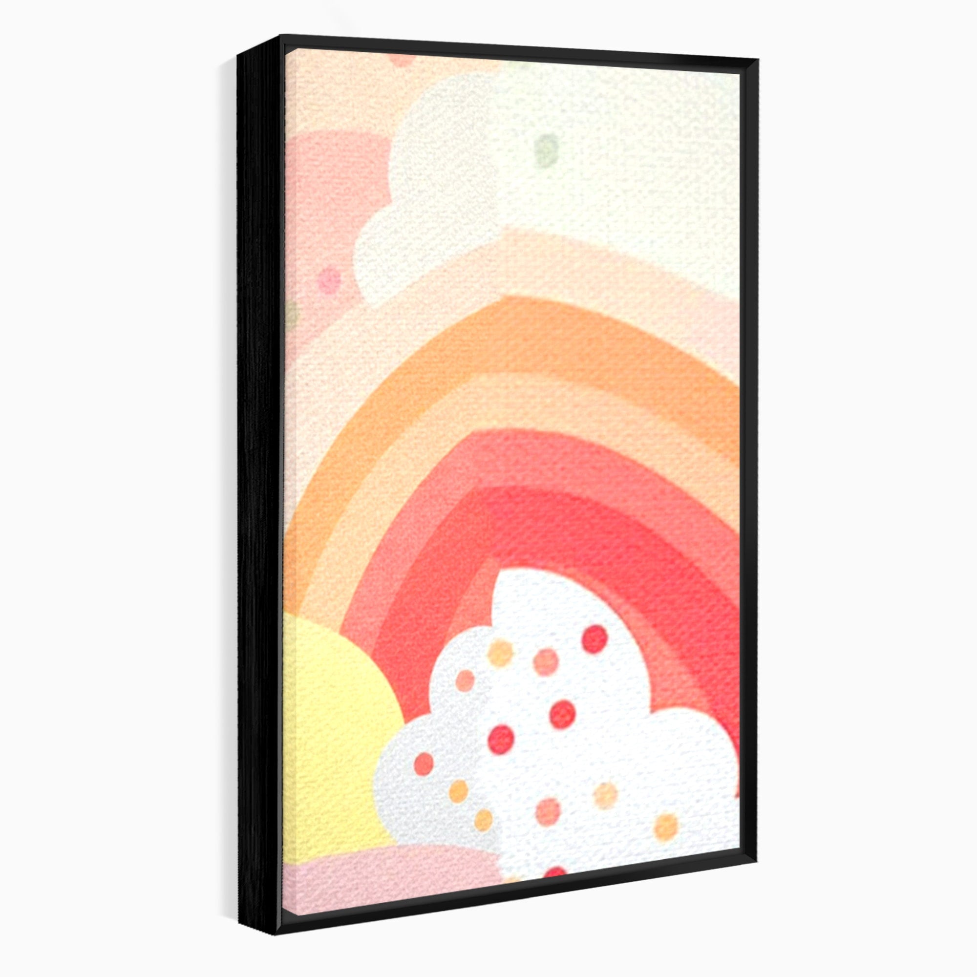 Set 3 Tablouri Canvas Premium LuxCanva® K3-1034, Zambetul Cerului, Pastel, Curcubeu, Nori, Pufosi, Energie, Blandete, Atmosfera, Copilarie, Cer, Poveste, Optimism, Fericire, Camera Copil, Dormitor