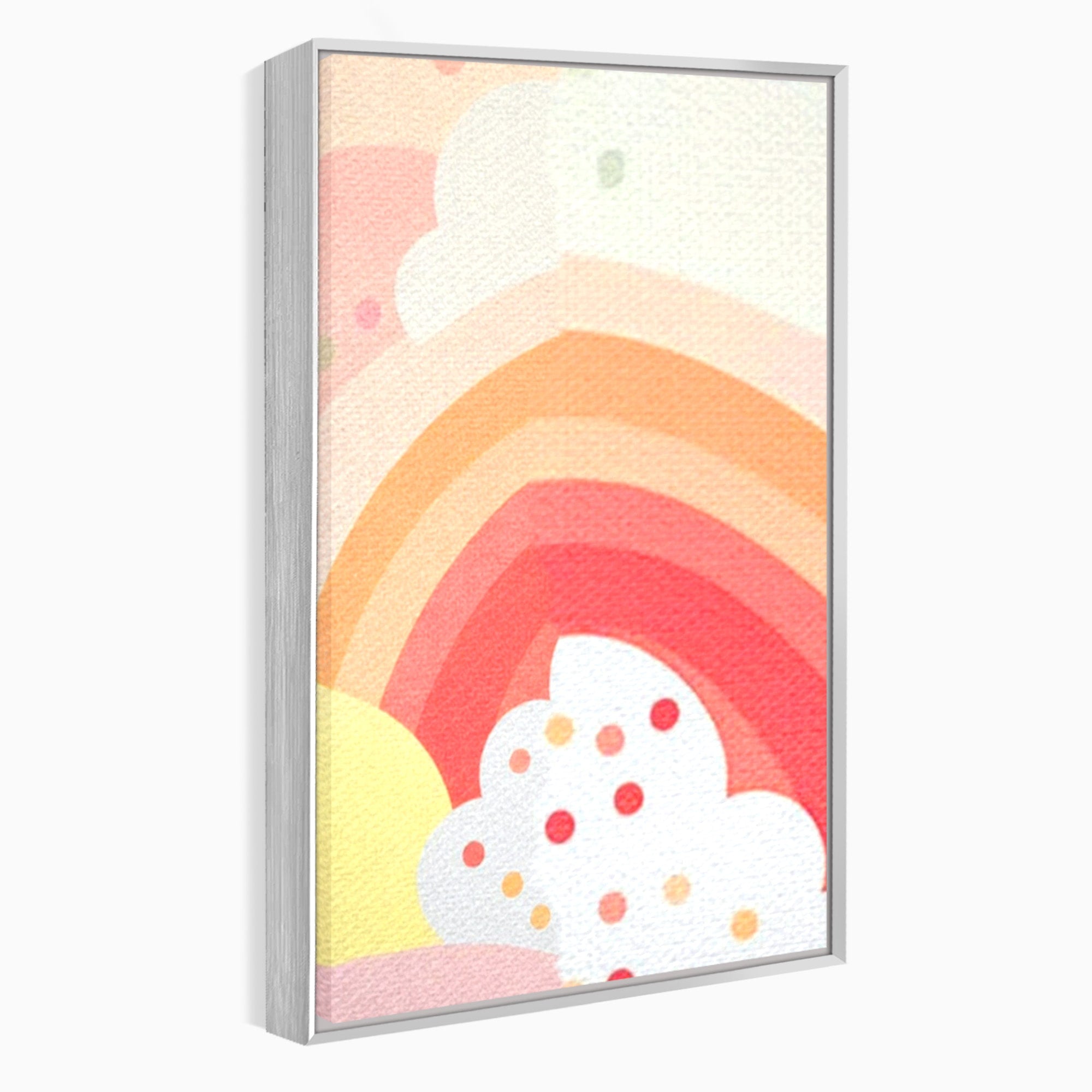 Set 3 Tablouri Canvas Premium LuxCanva® K3-1034, Zambetul Cerului, Pastel, Curcubeu, Nori, Pufosi, Energie, Blandete, Atmosfera, Copilarie, Cer, Poveste, Optimism, Fericire, Camera Copil, Dormitor