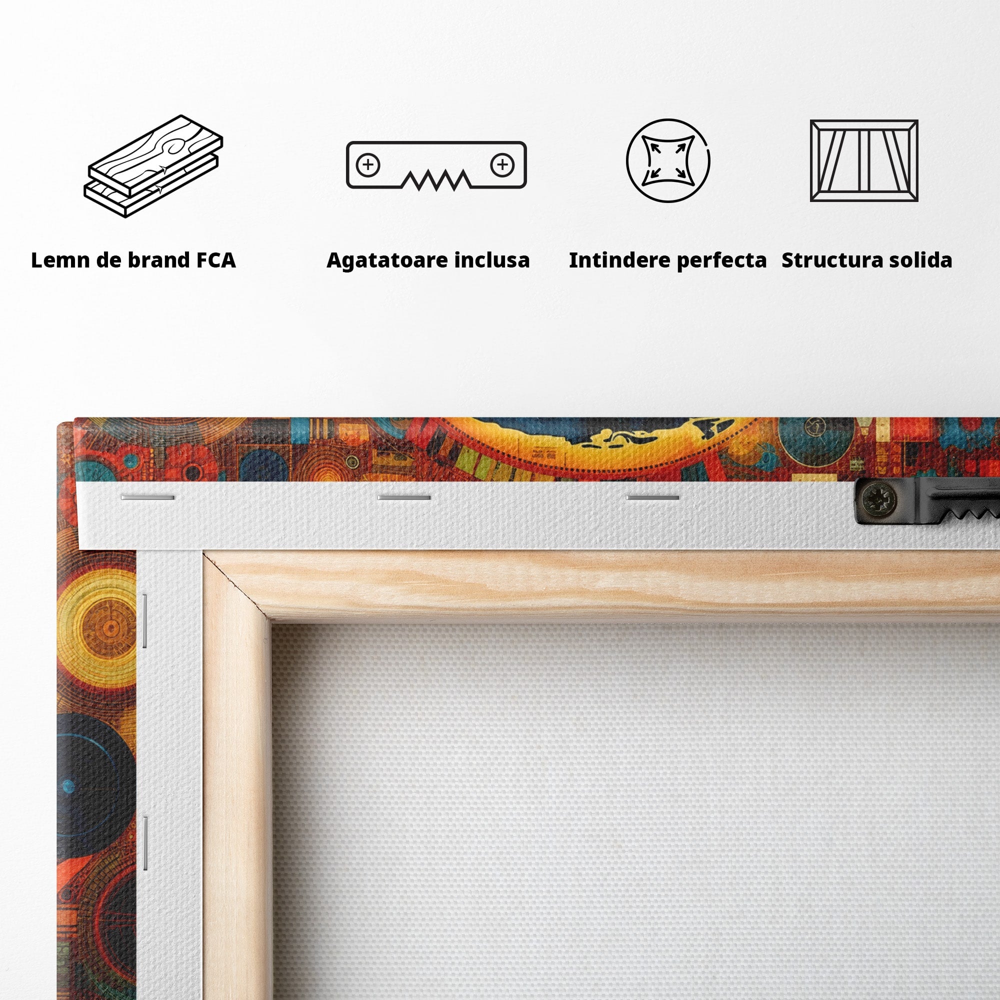 Tablou Canvas Premium LuxCanva® L1002, Inima Africii, Harta, Africa, Abstract, Geometric, Birou, Culori Vibrante