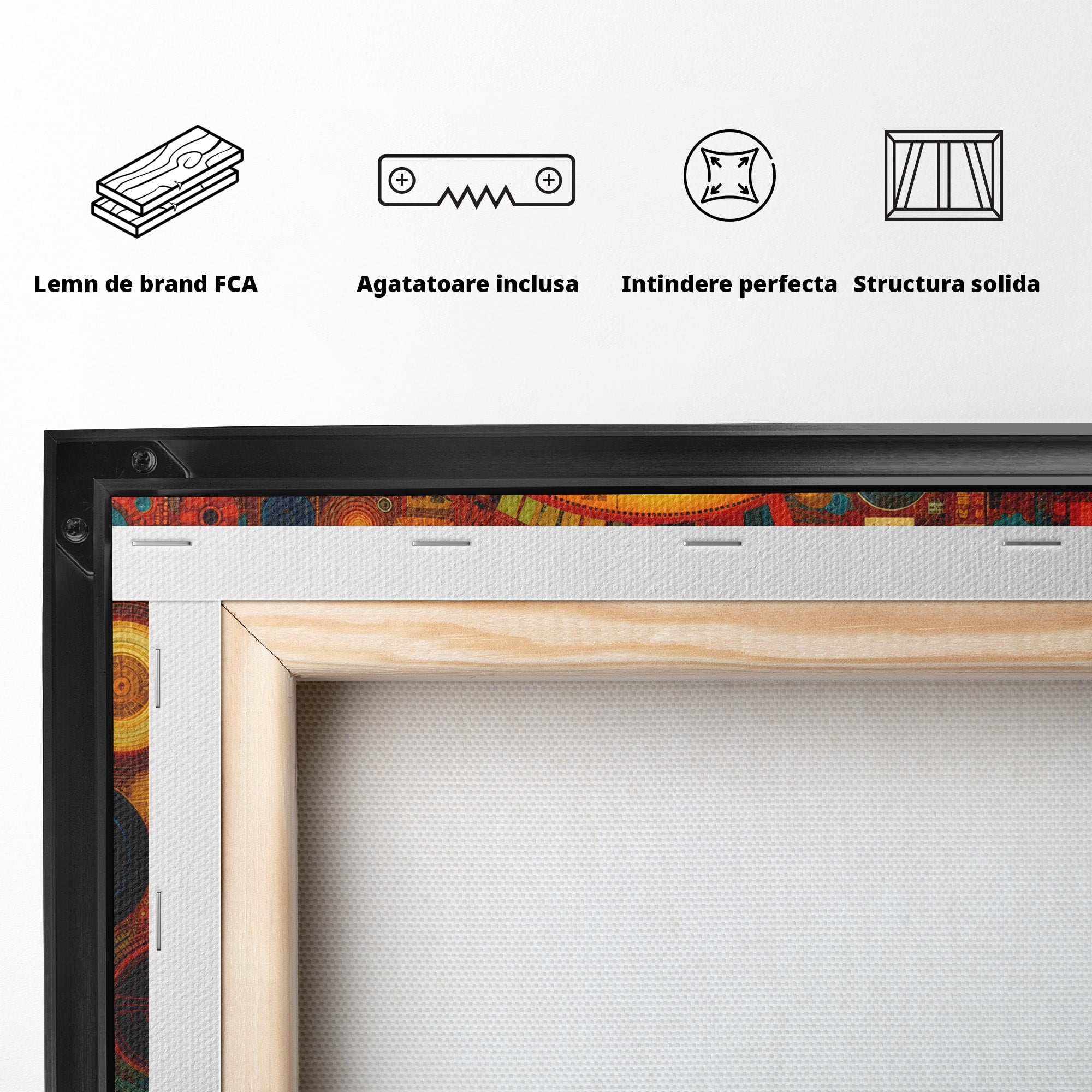 Tablou Canvas Premium LuxCanva® L1002, Inima Africii, Harta, Africa, Abstract, Geometric, Birou, Culori Vibrante