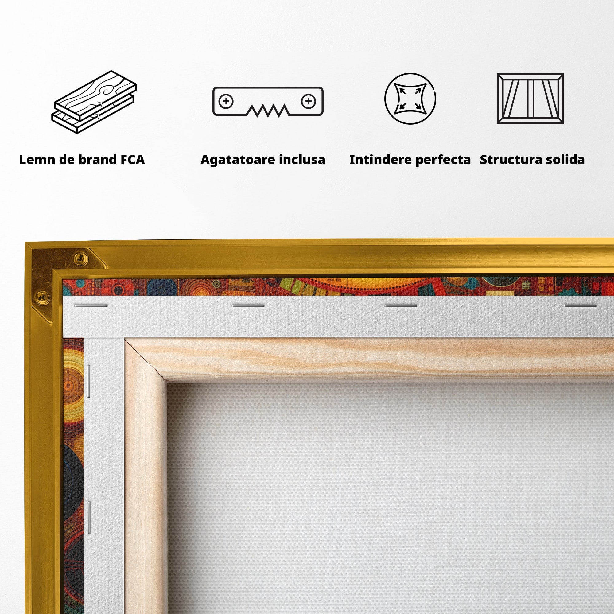Tablou Canvas Premium LuxCanva® L1002, Inima Africii, Harta, Africa, Abstract, Geometric, Birou, Culori Vibrante