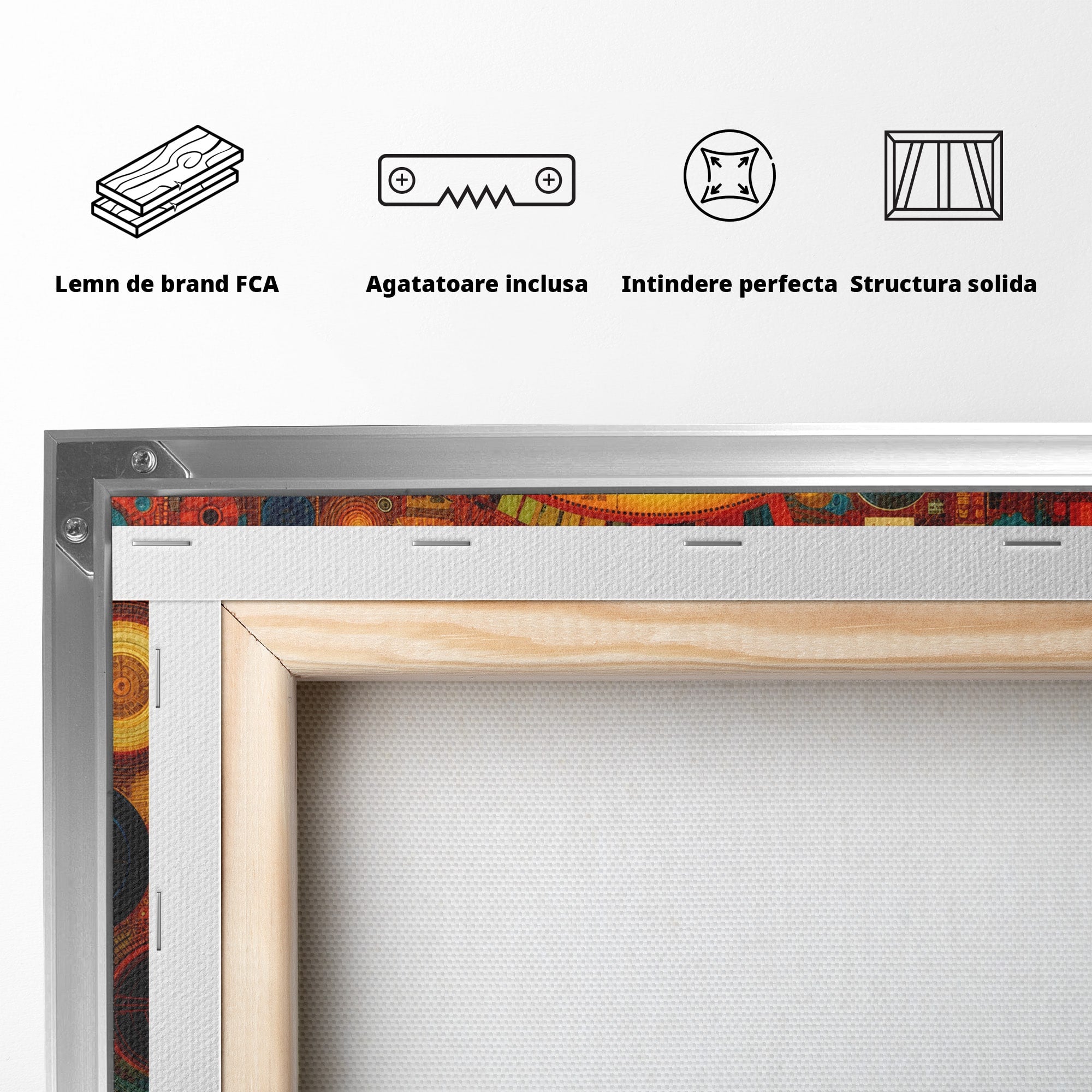 Tablou Canvas Premium LuxCanva® L1002, Inima Africii, Harta, Africa, Abstract, Geometric, Birou, Culori Vibrante