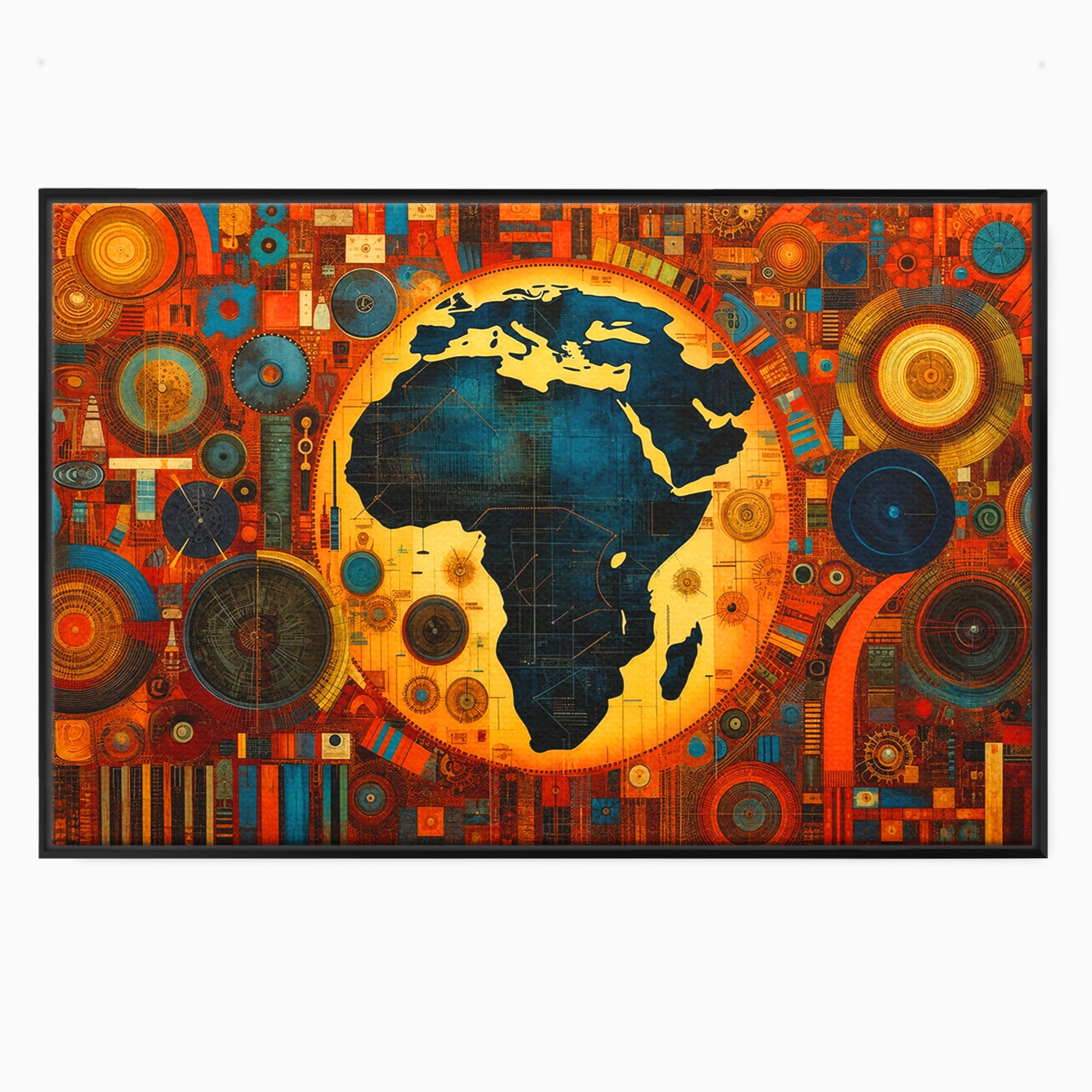 Tablou Canvas Premium LuxCanva® L1002, Inima Africii, Harta, Africa, Abstract, Geometric, Birou, Culori Vibrante