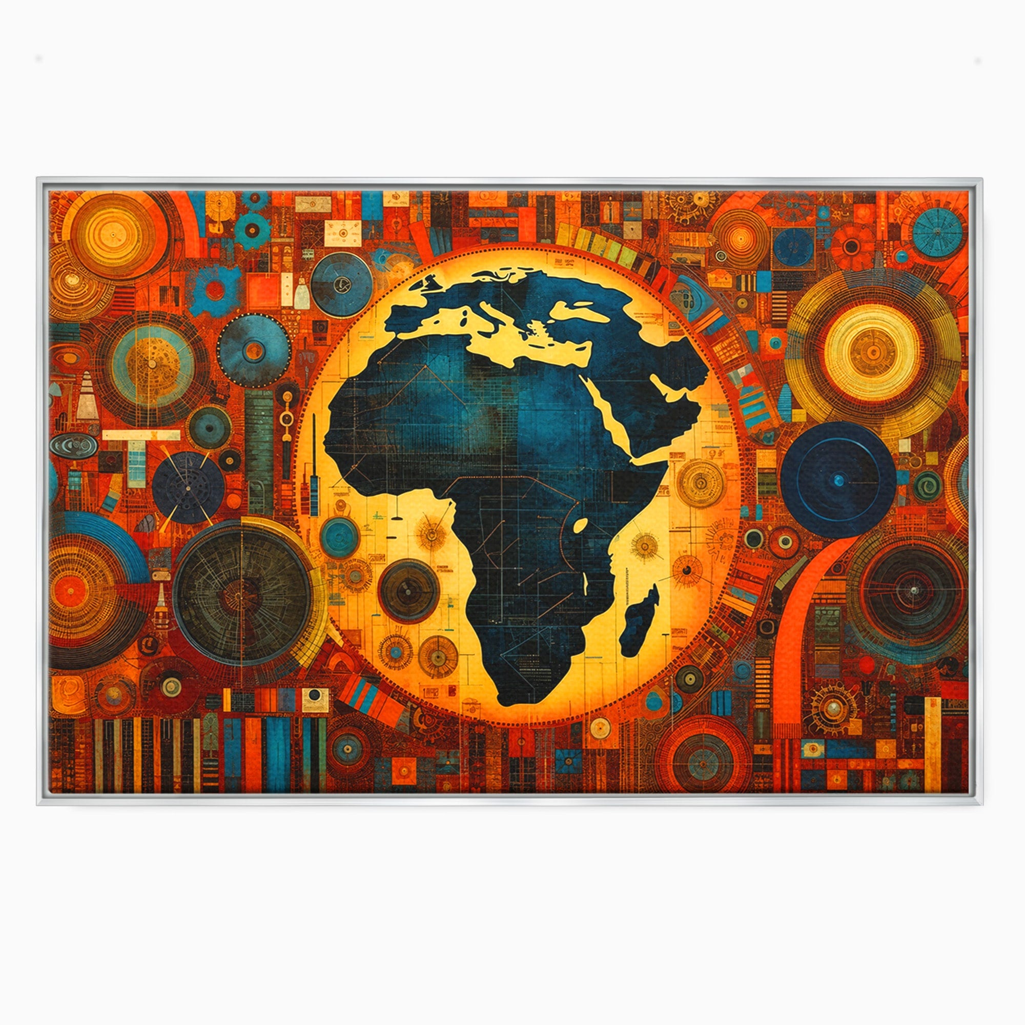Tablou Canvas Premium LuxCanva® L1002, Inima Africii, Harta, Africa, Abstract, Geometric, Birou, Culori Vibrante