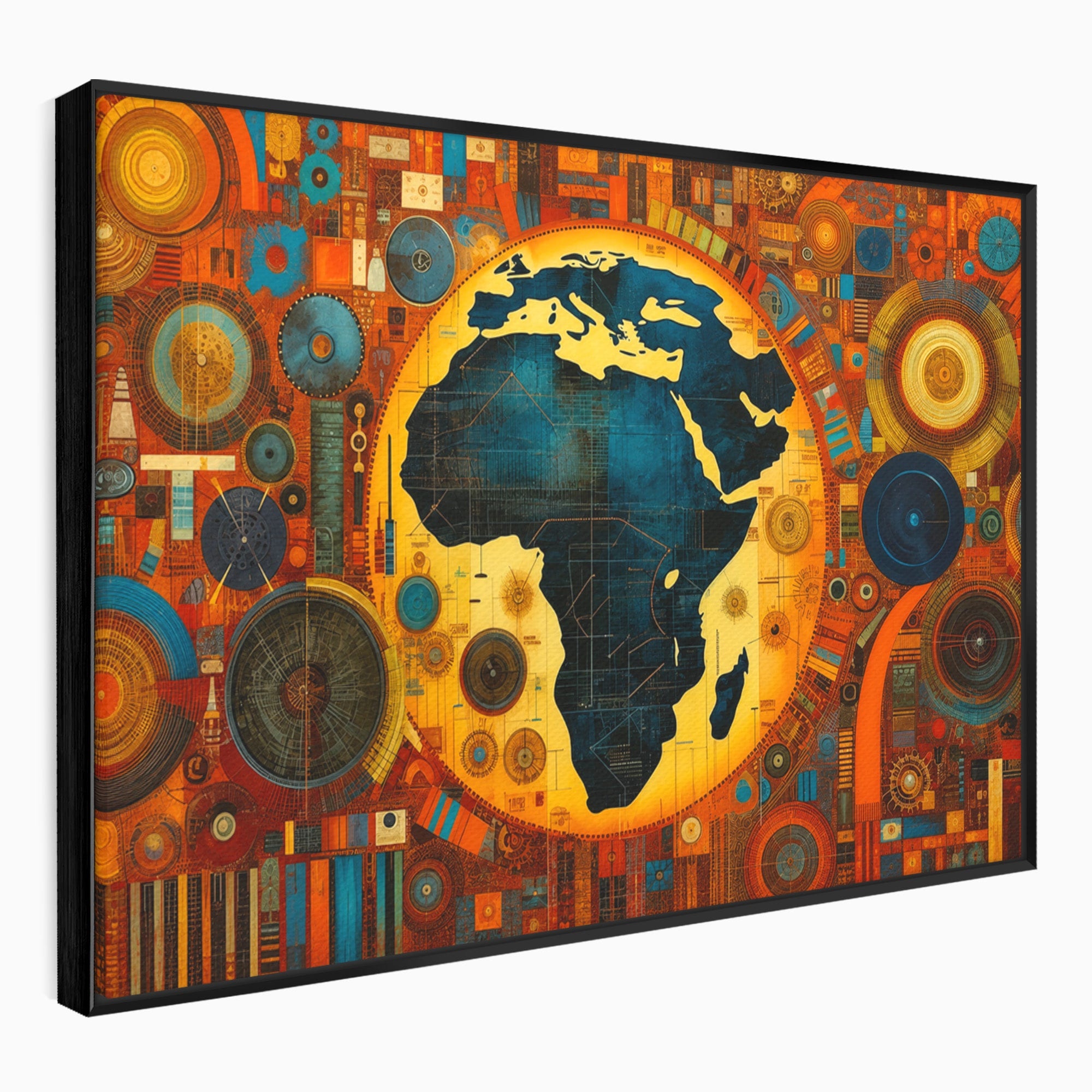 Tablou Canvas Premium LuxCanva® L1002, Inima Africii, Harta, Africa, Abstract, Geometric, Birou, Culori Vibrante