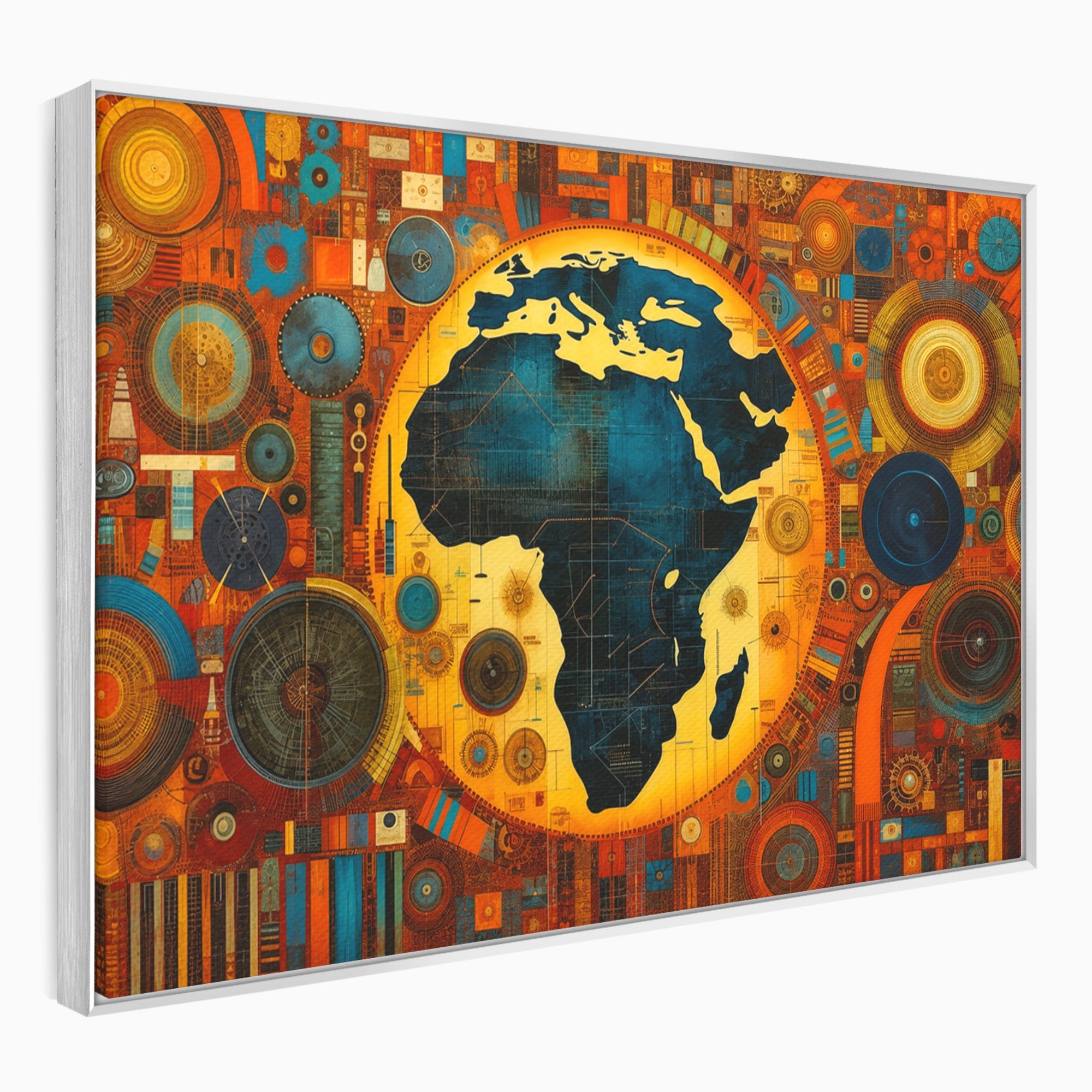 Tablou Canvas Premium LuxCanva® L1002, Inima Africii, Harta, Africa, Abstract, Geometric, Birou, Culori Vibrante