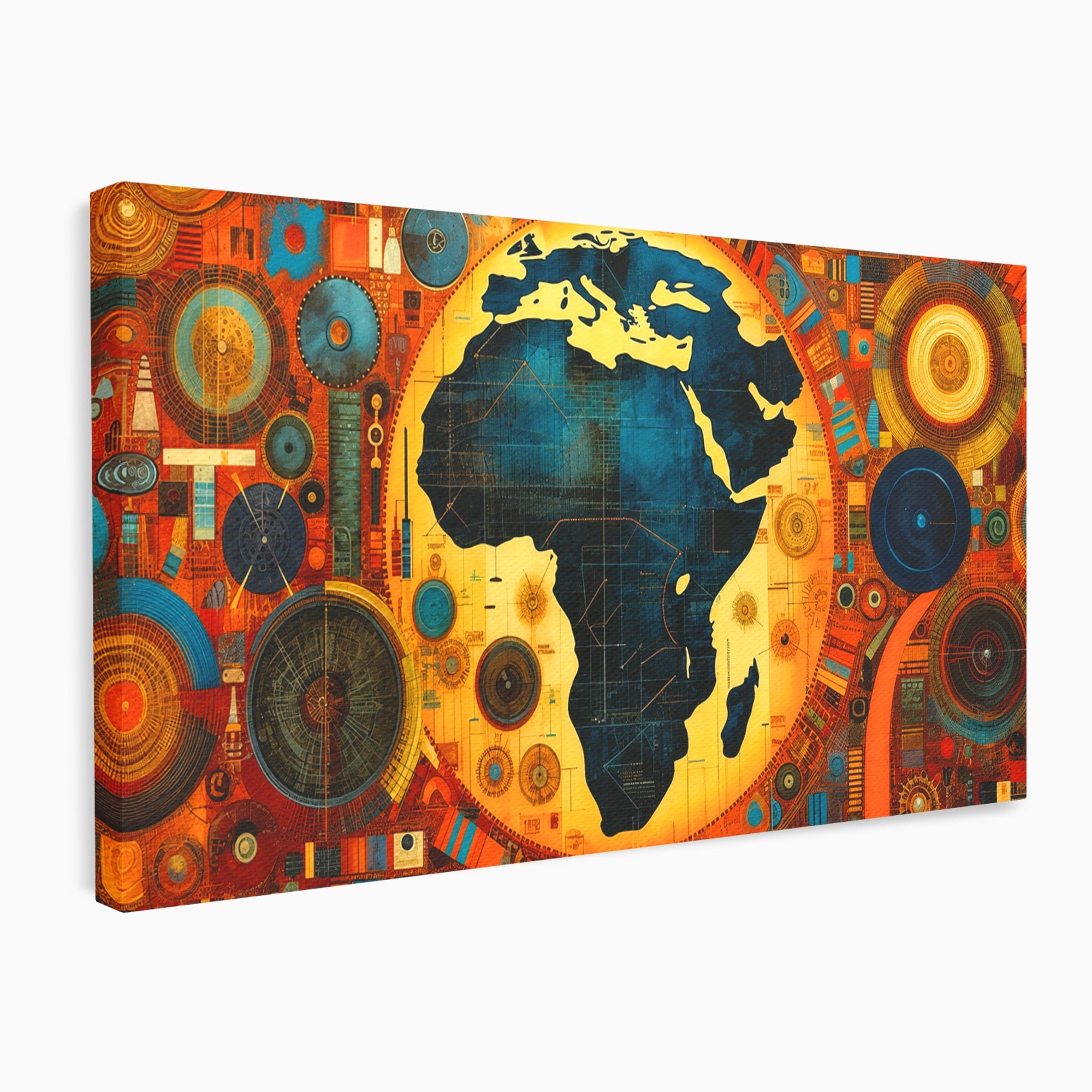 Tablou Canvas Premium LuxCanva® L1002, Inima Africii, Harta, Africa, Abstract, Geometric, Birou, Culori Vibrante