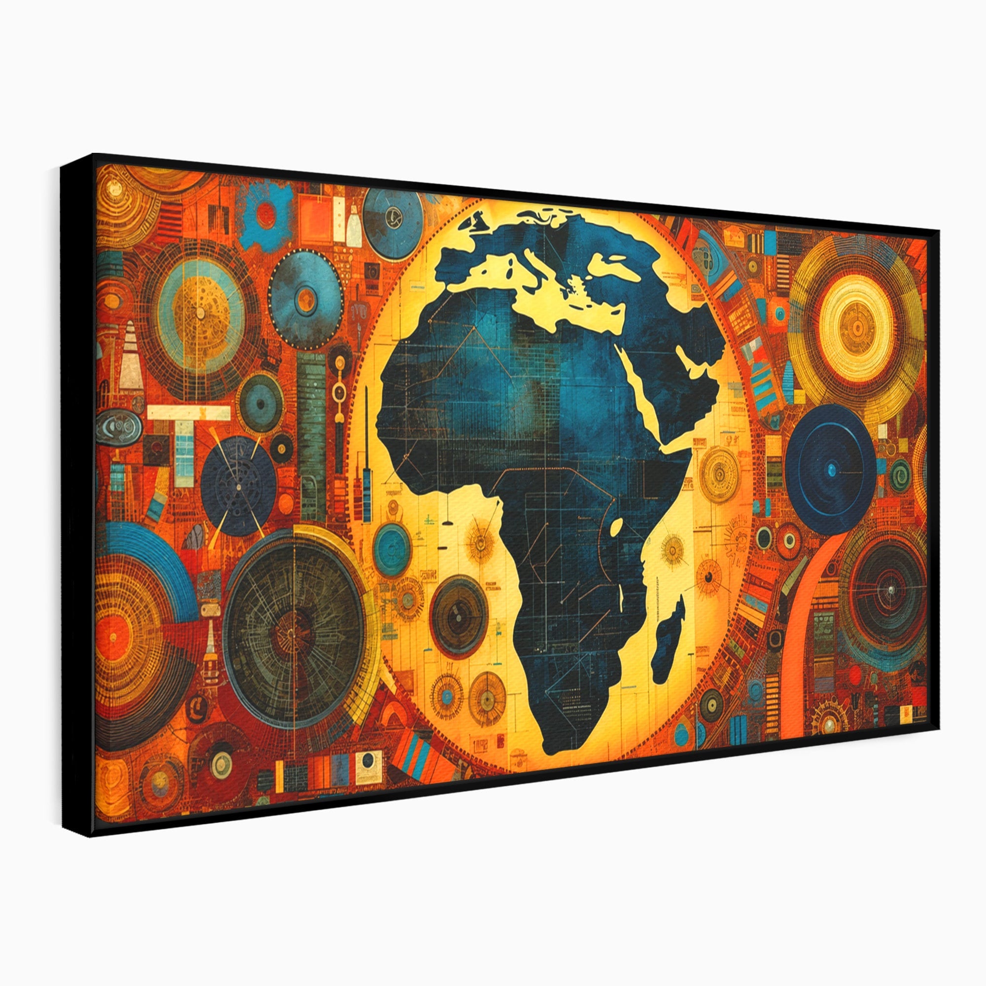 Tablou Canvas Premium LuxCanva® L1002, Inima Africii, Harta, Africa, Abstract, Geometric, Birou, Culori Vibrante