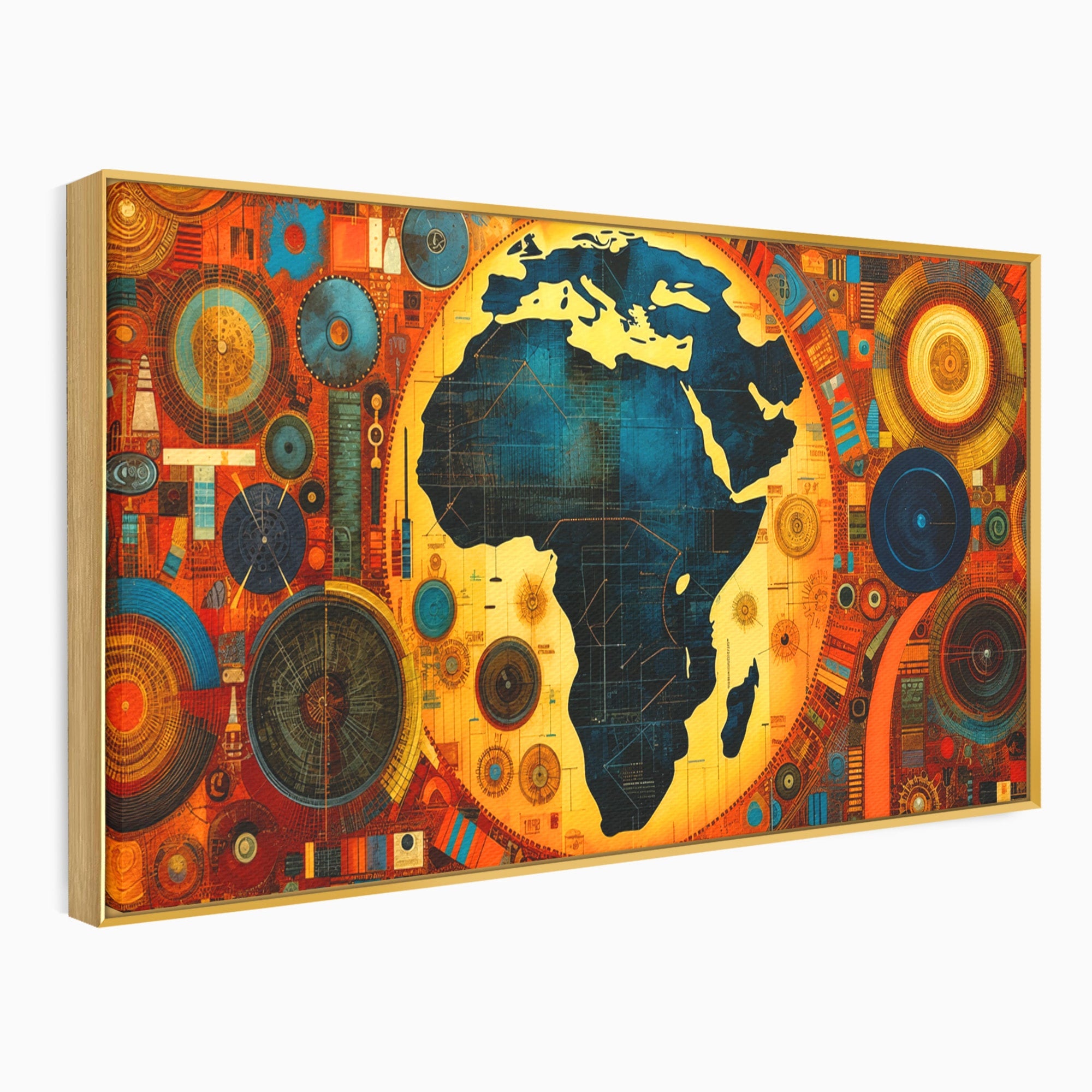 Tablou Canvas Premium LuxCanva® L1002, Inima Africii, Harta, Africa, Abstract, Geometric, Birou, Culori Vibrante