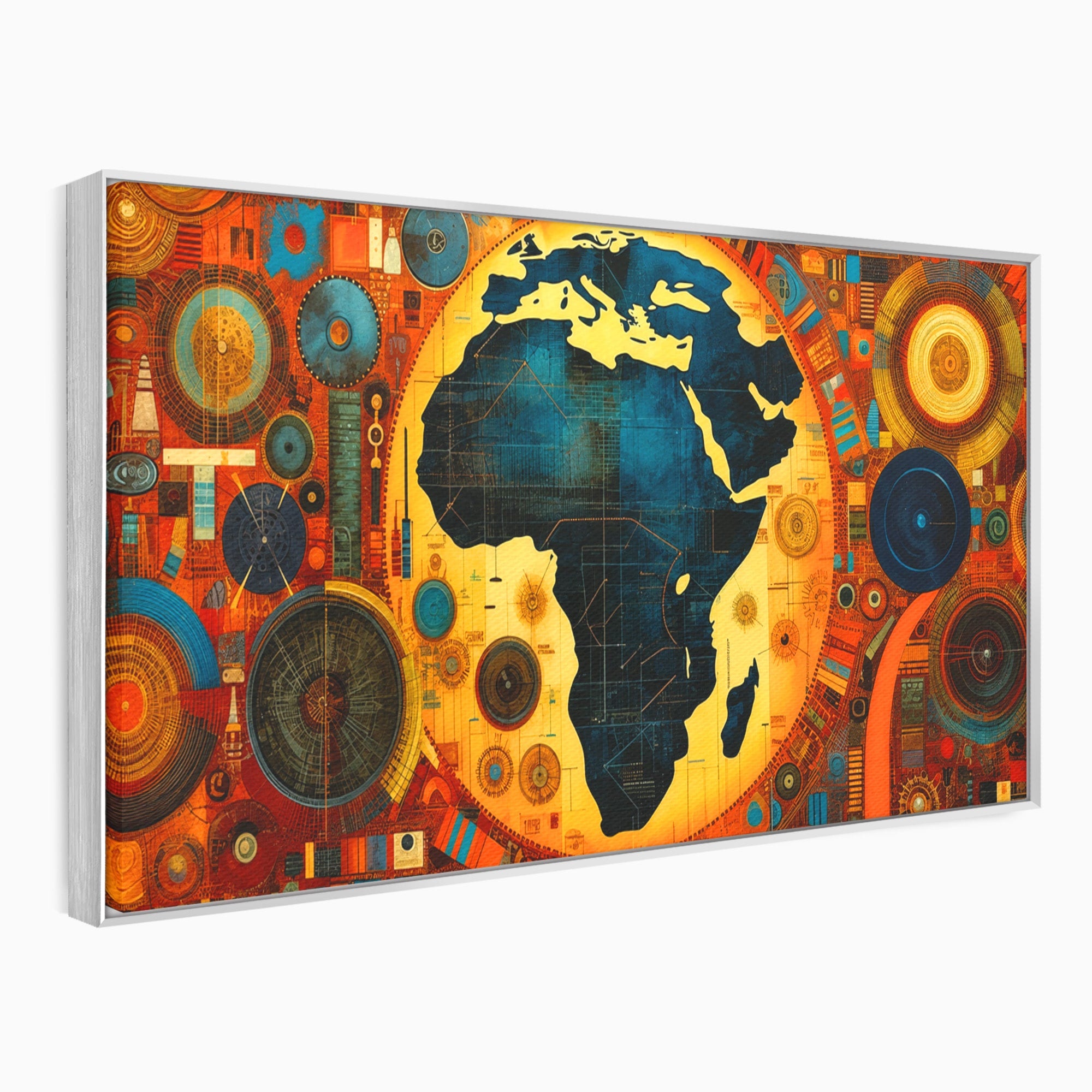 Tablou Canvas Premium LuxCanva® L1002, Inima Africii, Harta, Africa, Abstract, Geometric, Birou, Culori Vibrante