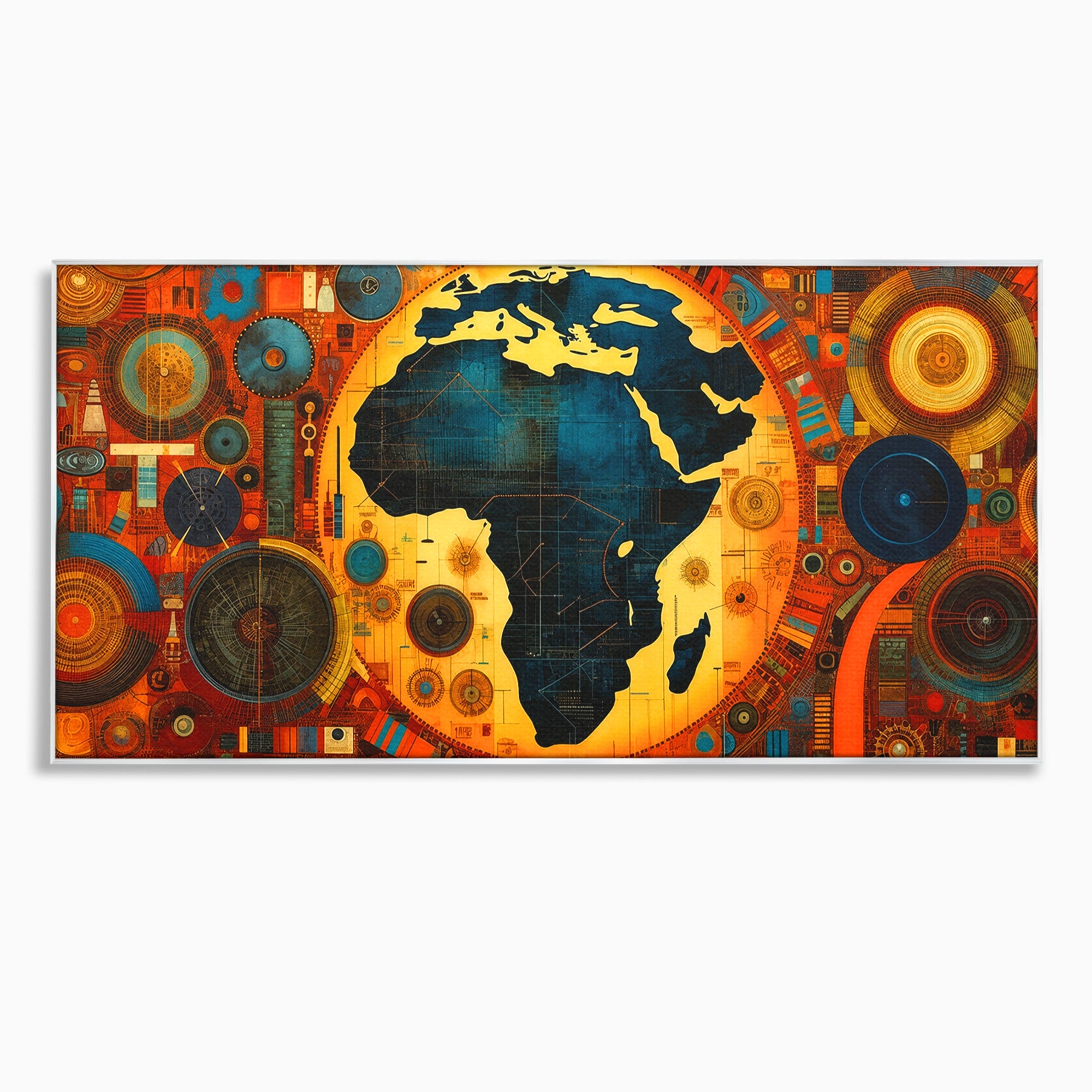 Tablou Canvas Premium LuxCanva® L1002, Inima Africii, Harta, Africa, Abstract, Geometric, Birou, Culori Vibrante