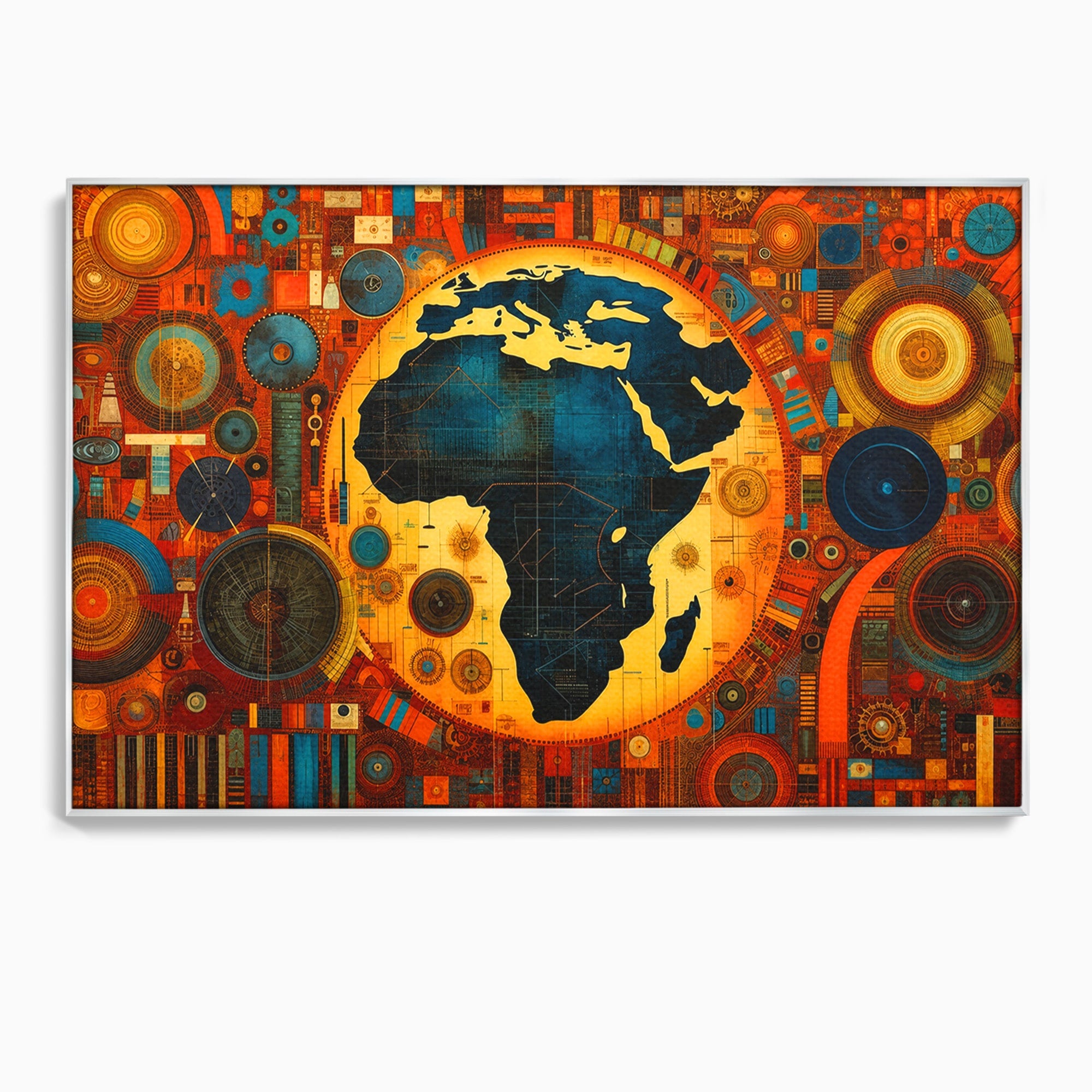 Tablou Canvas Premium LuxCanva® L1002, Inima Africii, Harta, Africa, Abstract, Geometric, Birou, Culori Vibrante