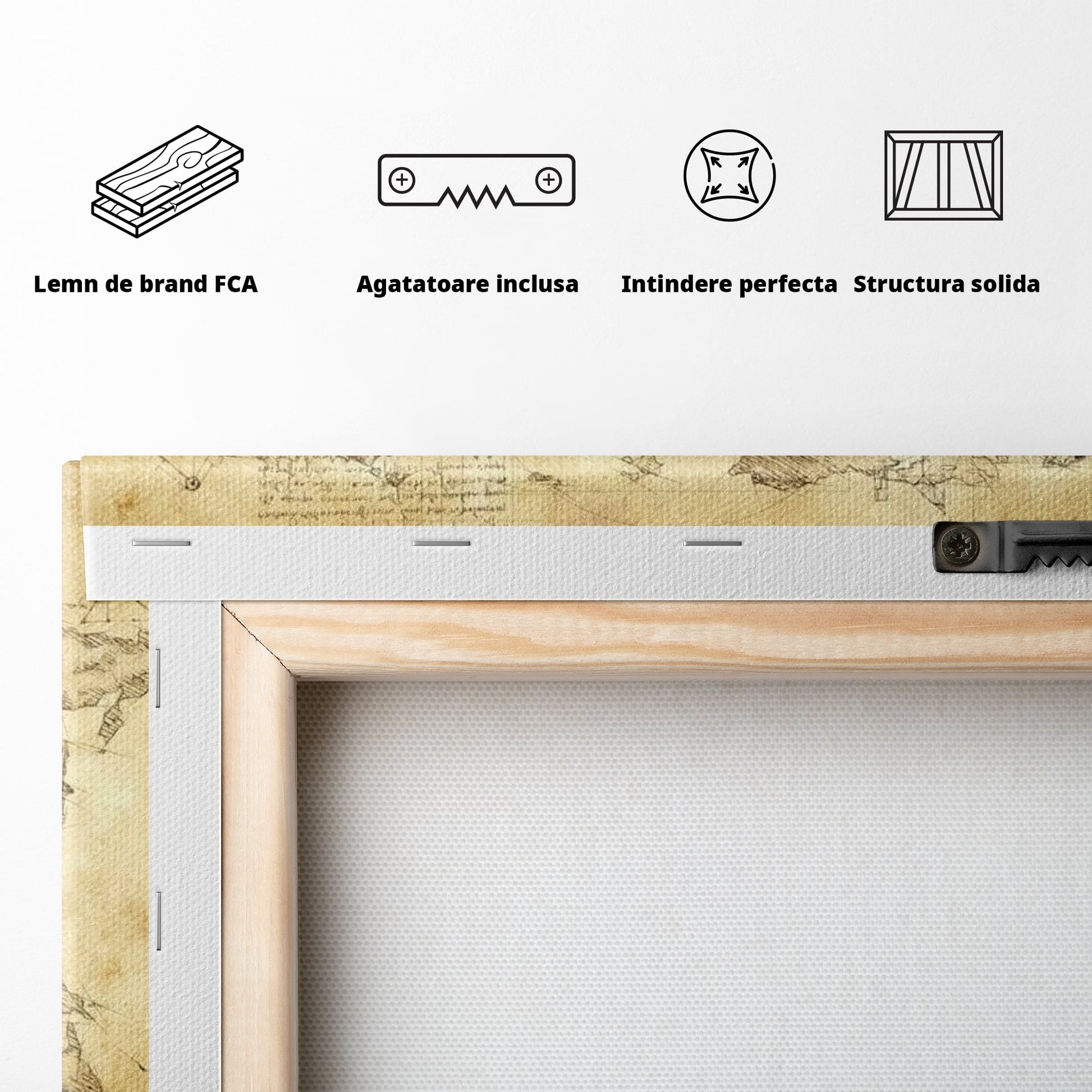 Tablou Canvas Premium, LuxCanva® L1003, Atlasul Renasterii, Harta, Da Vinci, Antic, Renascentist, Vintage, Glob, Geografie, Tablou, Codex Mundi, Cartografie, Schita, Penita