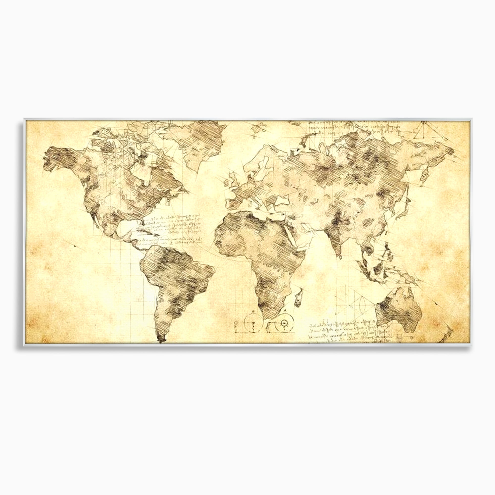 Tablou Canvas Premium, LuxCanva® L1003, Atlasul Renasterii, Harta, Da Vinci, Antic, Renascentist, Vintage, Glob, Geografie, Tablou, Codex Mundi, Cartografie, Schita, Penita