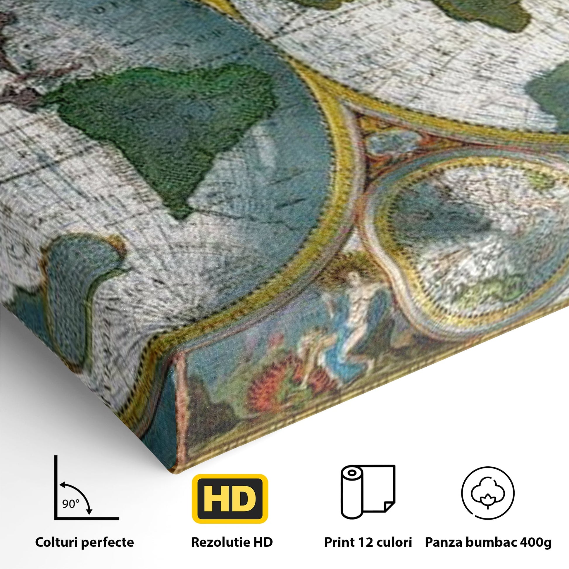 Premium-Leinwandkunst, LuxCanva® L1004, Die Welt im Spiegel der Zeit, Epoche, Segeln, Entdecker, Mythen, Mythos, Planiglobal, Erde, Renaissance, Reiche