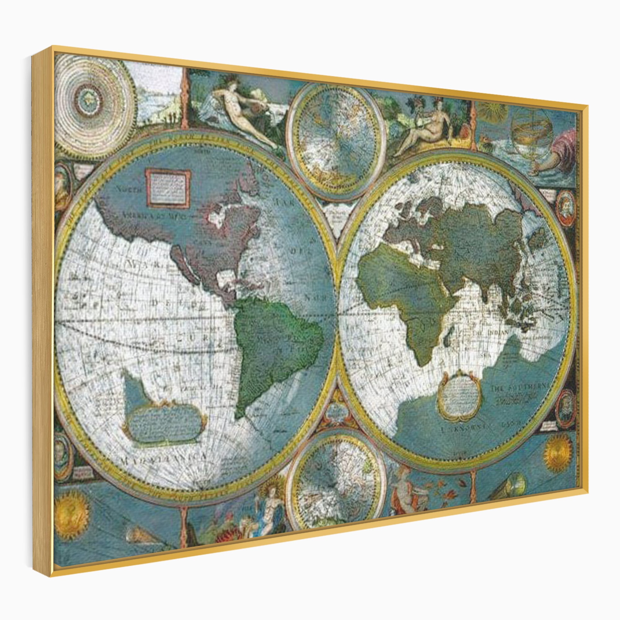 Premium-Leinwandkunst, LuxCanva® L1004, Die Welt im Spiegel der Zeit, Epoche, Segeln, Entdecker, Mythen, Mythos, Planiglobal, Erde, Renaissance, Reiche