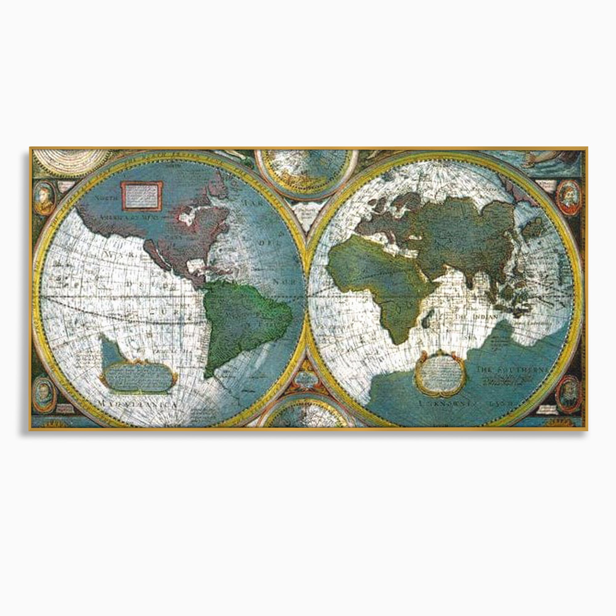 Premium-Leinwandkunst, LuxCanva® L1004, Die Welt im Spiegel der Zeit, Epoche, Segeln, Entdecker, Mythen, Mythos, Planiglobal, Erde, Renaissance, Reiche