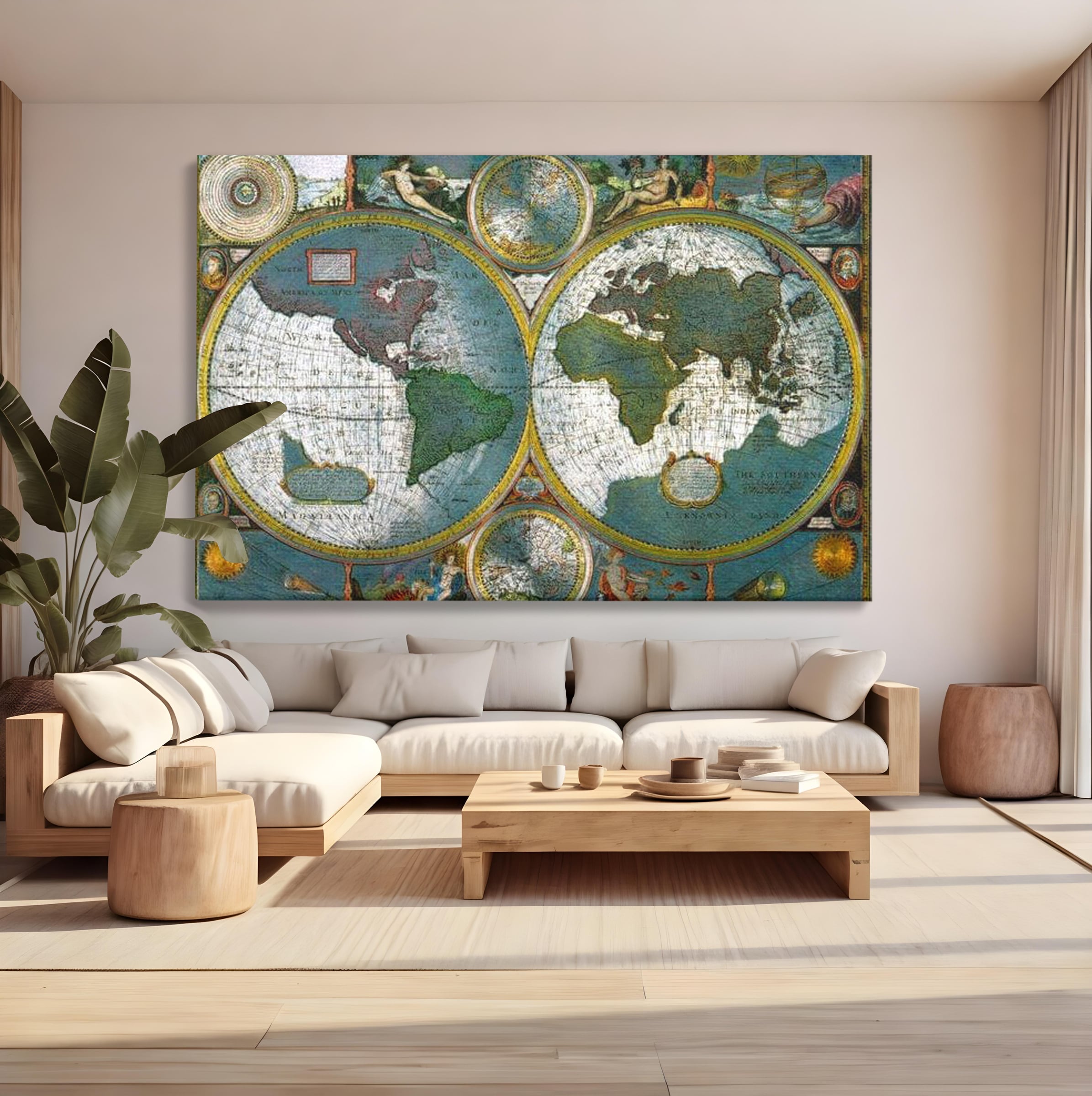 Premium-Leinwandkunst, LuxCanva® L1004, Die Welt im Spiegel der Zeit, Epoche, Segeln, Entdecker, Mythen, Mythos, Planiglobal, Erde, Renaissance, Reiche