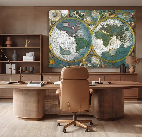 Premium-Leinwandkunst, LuxCanva® L1004, Die Welt im Spiegel der Zeit, Epoche, Segeln, Entdecker, Mythen, Mythos, Planiglobal, Erde, Renaissance, Reiche
