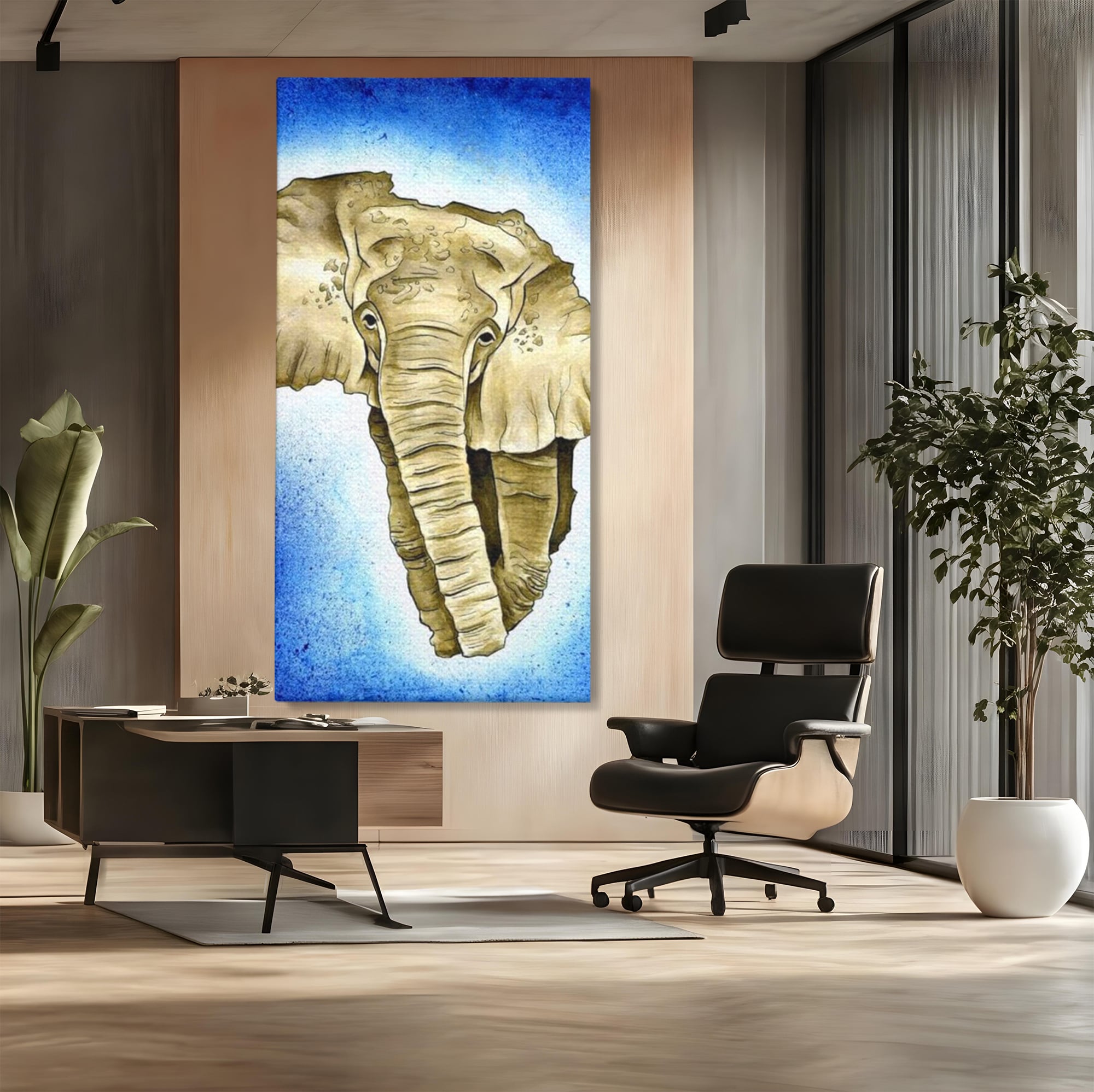 Leinwand Premium Canvas Wall Art, LuxCanva® L1005, Herald of the Great African Sea, Afrika, Elefant, Portrait, Tropen, Fauna, Savanne, Safari, Ökosystem