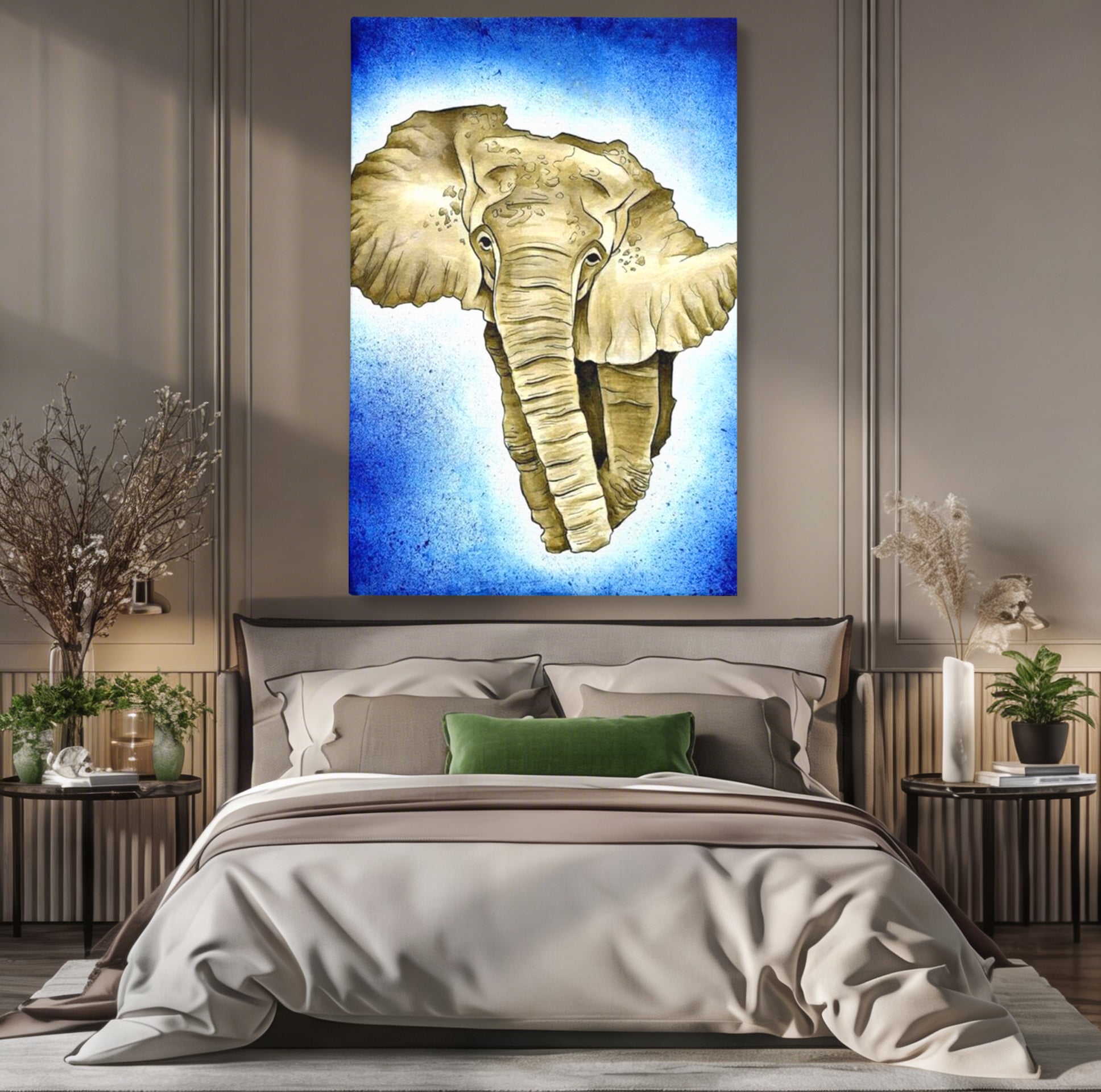 Leinwand Premium Canvas Wall Art, LuxCanva® L1005, Herald of the Great African Sea, Afrika, Elefant, Portrait, Tropen, Fauna, Savanne, Safari, Ökosystem