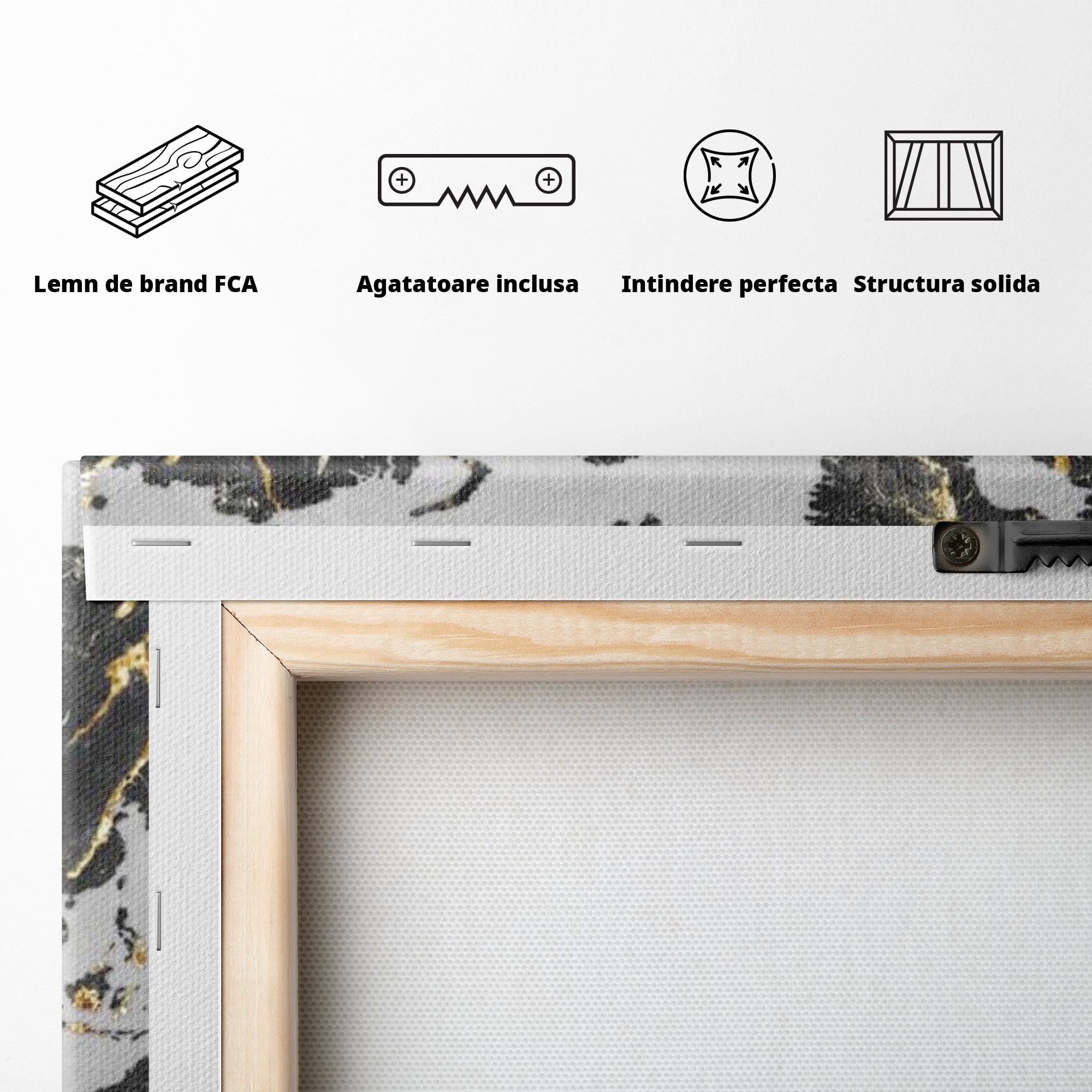 Tablou Canvas Premium, LuxCanva® L1006, Lumea in Marmura si Aur, Harta, Mapamond, Auriu, Negru, Lux, Marmura, Glam, Gold, Arta Murala, Contemporan, Minimalist