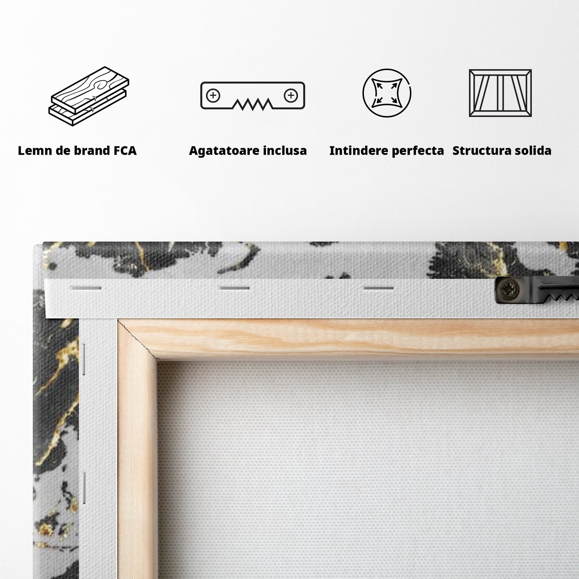 Tablou Canvas Premium, LuxCanva® L1006, Lumea in Marmura si Aur, Harta, Mapamond, Auriu, Negru, Lux, Marmura, Glam, Gold, Arta Murala, Contemporan, Minimalist