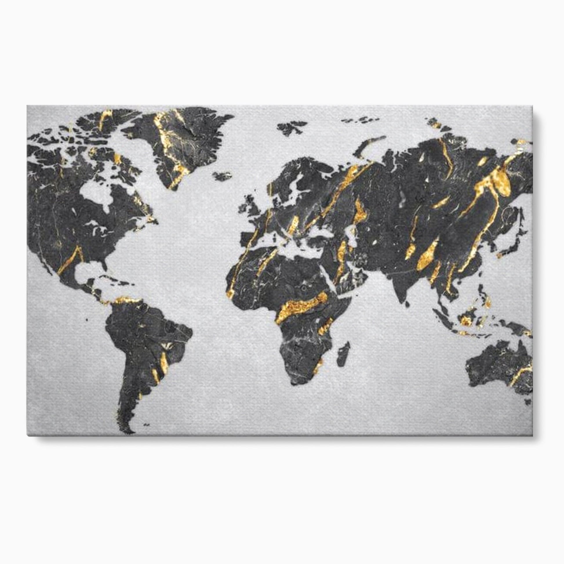 Tablou Canvas Premium, LuxCanva® L1006, Lumea in Marmura si Aur, Harta, Mapamond, Auriu, Negru, Lux, Marmura, Glam, Gold, Arta Murala, Contemporan, Minimalist