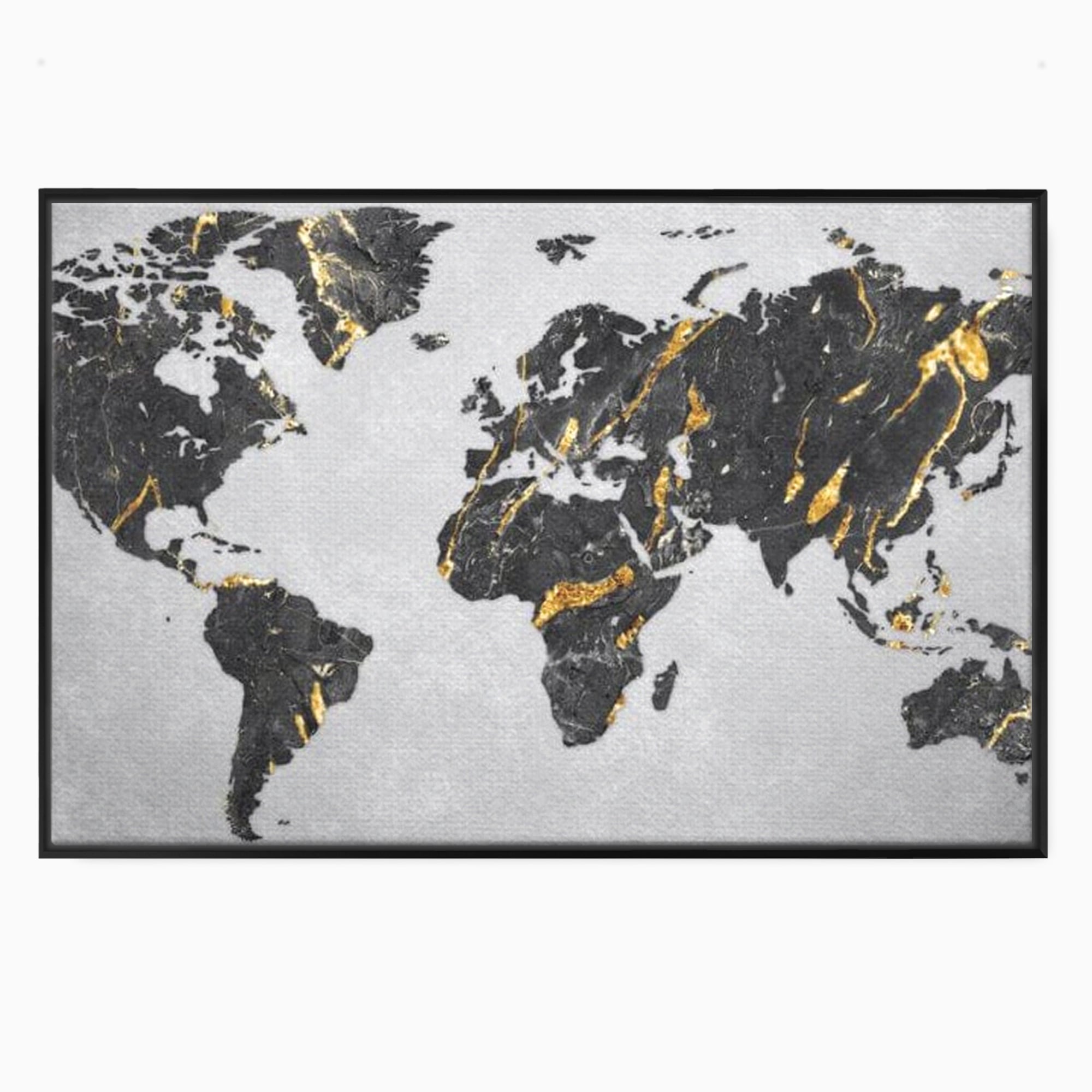 Tablou Canvas Premium, LuxCanva® L1006, Lumea in Marmura si Aur, Harta, Mapamond, Auriu, Negru, Lux, Marmura, Glam, Gold, Arta Murala, Contemporan, Minimalist