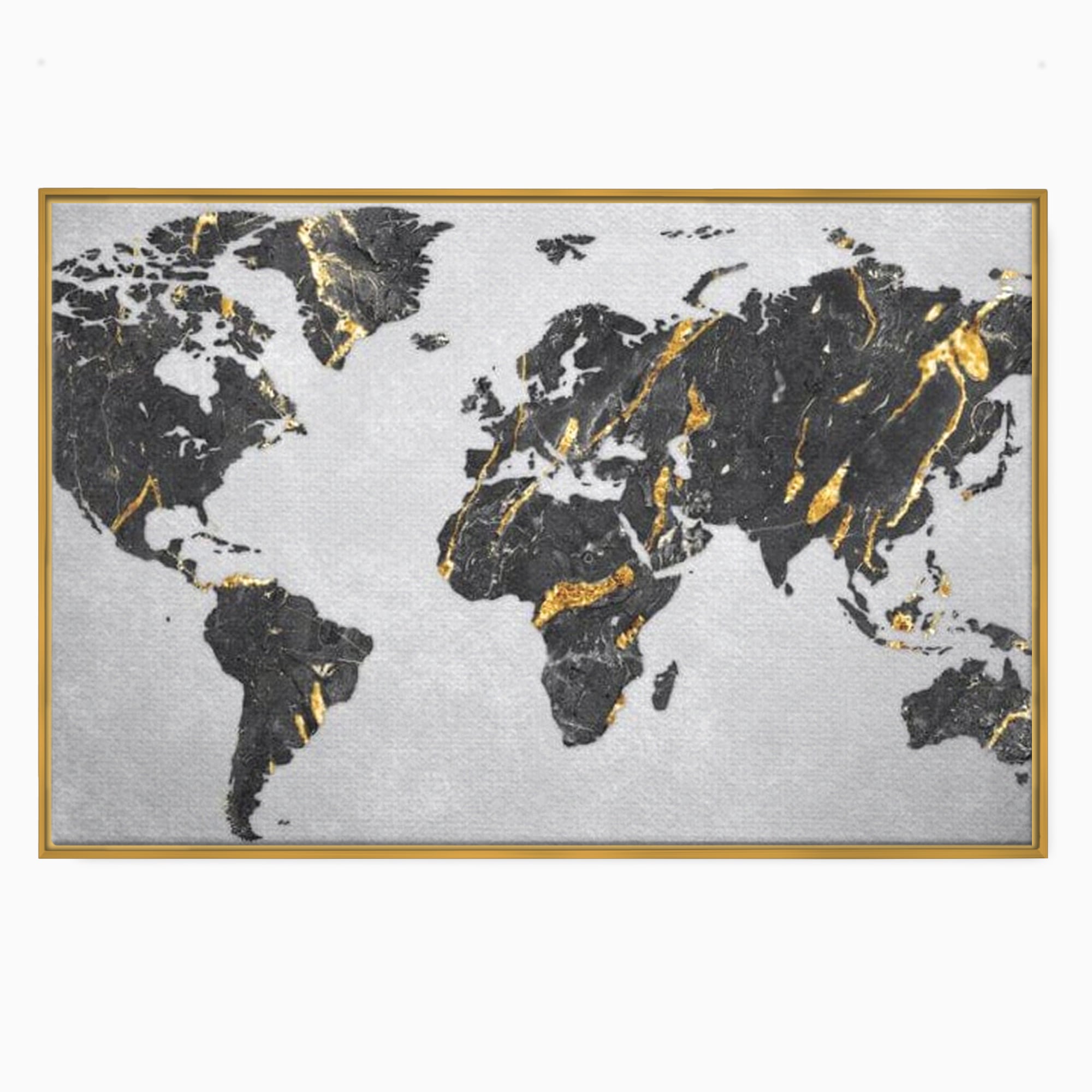 Tablou Canvas Premium, LuxCanva® L1006, Lumea in Marmura si Aur, Harta, Mapamond, Auriu, Negru, Lux, Marmura, Glam, Gold, Arta Murala, Contemporan, Minimalist