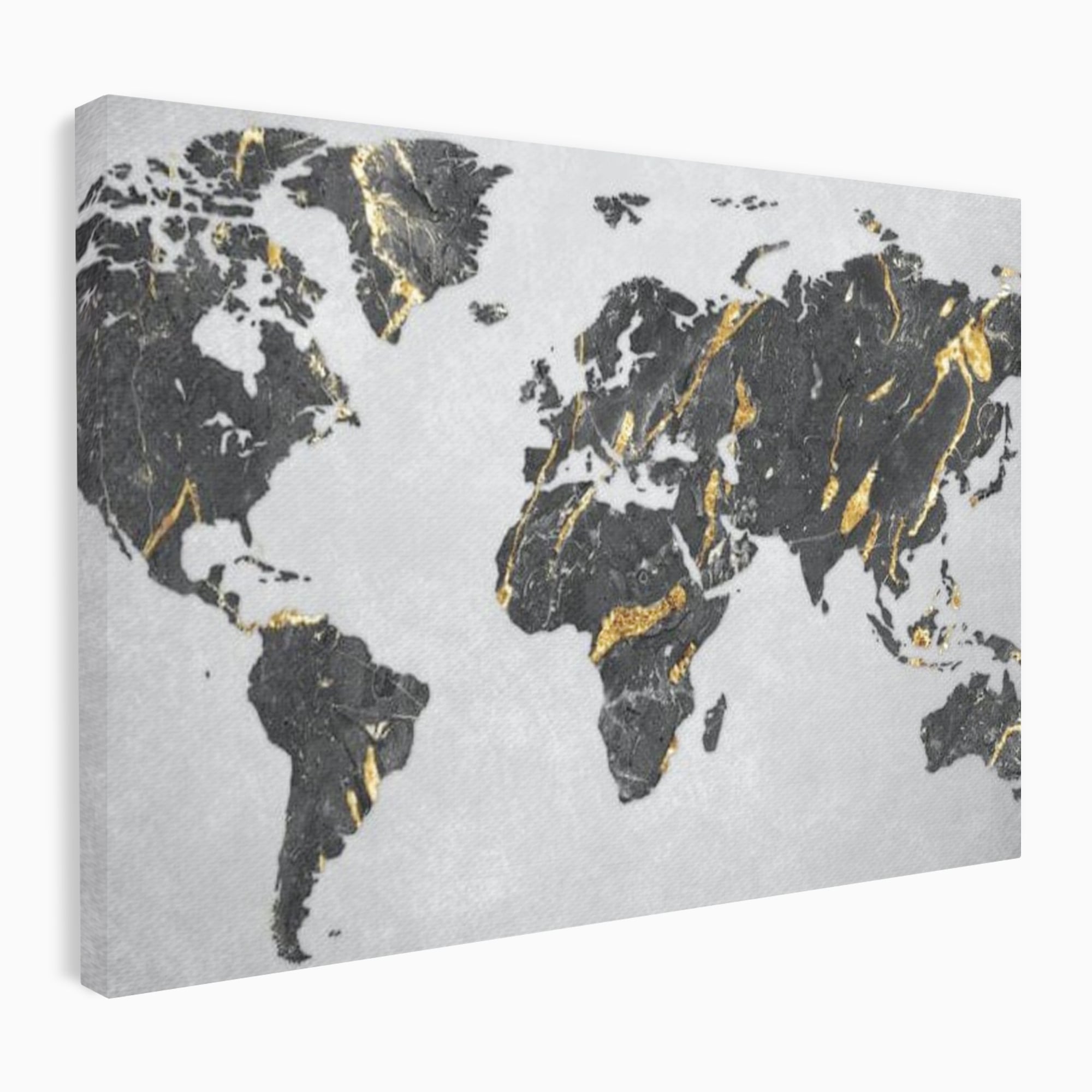 Tablou Canvas Premium, LuxCanva® L1006, Lumea in Marmura si Aur, Harta, Mapamond, Auriu, Negru, Lux, Marmura, Glam, Gold, Arta Murala, Contemporan, Minimalist