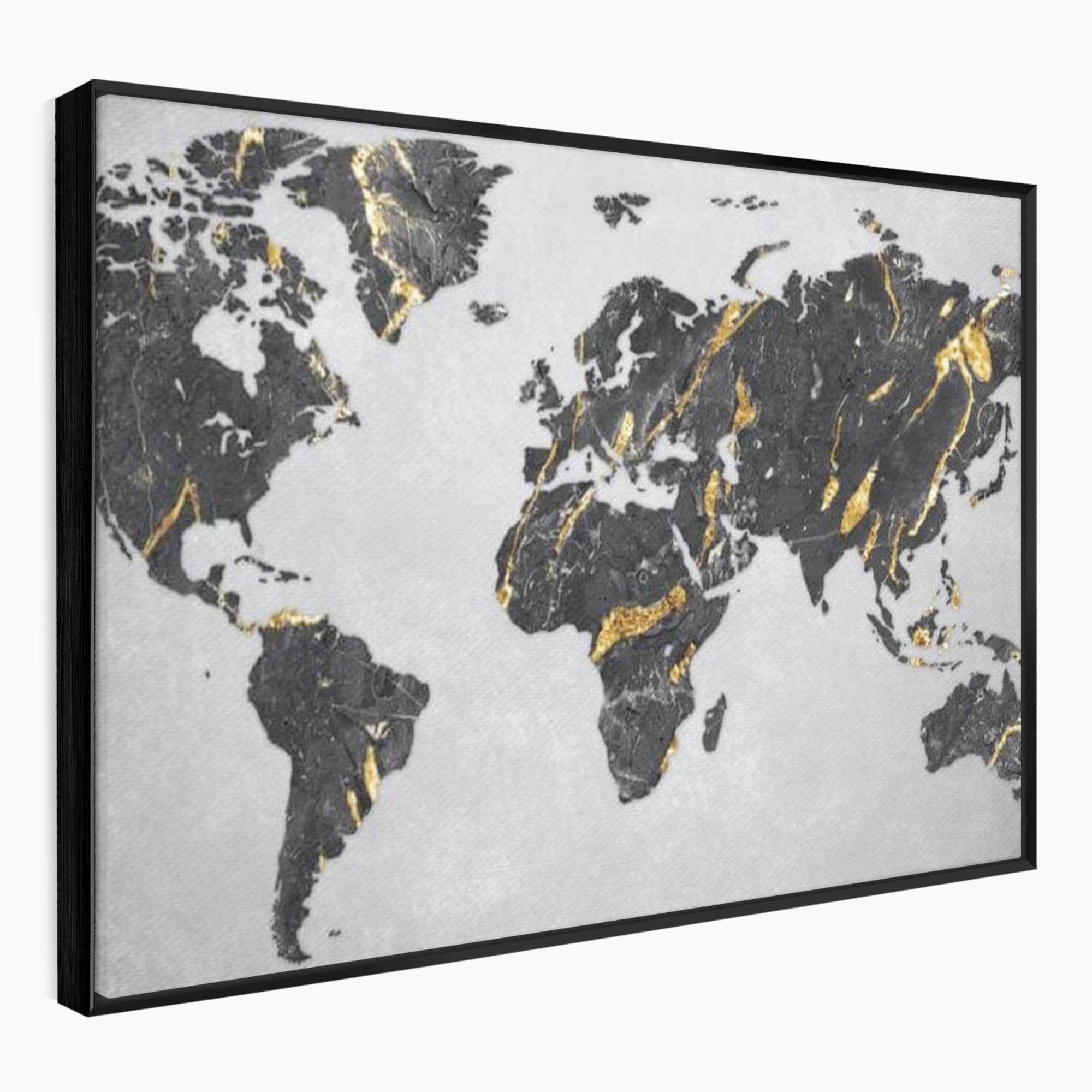 Tablou Canvas Premium, LuxCanva® L1006, Lumea in Marmura si Aur, Harta, Mapamond, Auriu, Negru, Lux, Marmura, Glam, Gold, Arta Murala, Contemporan, Minimalist