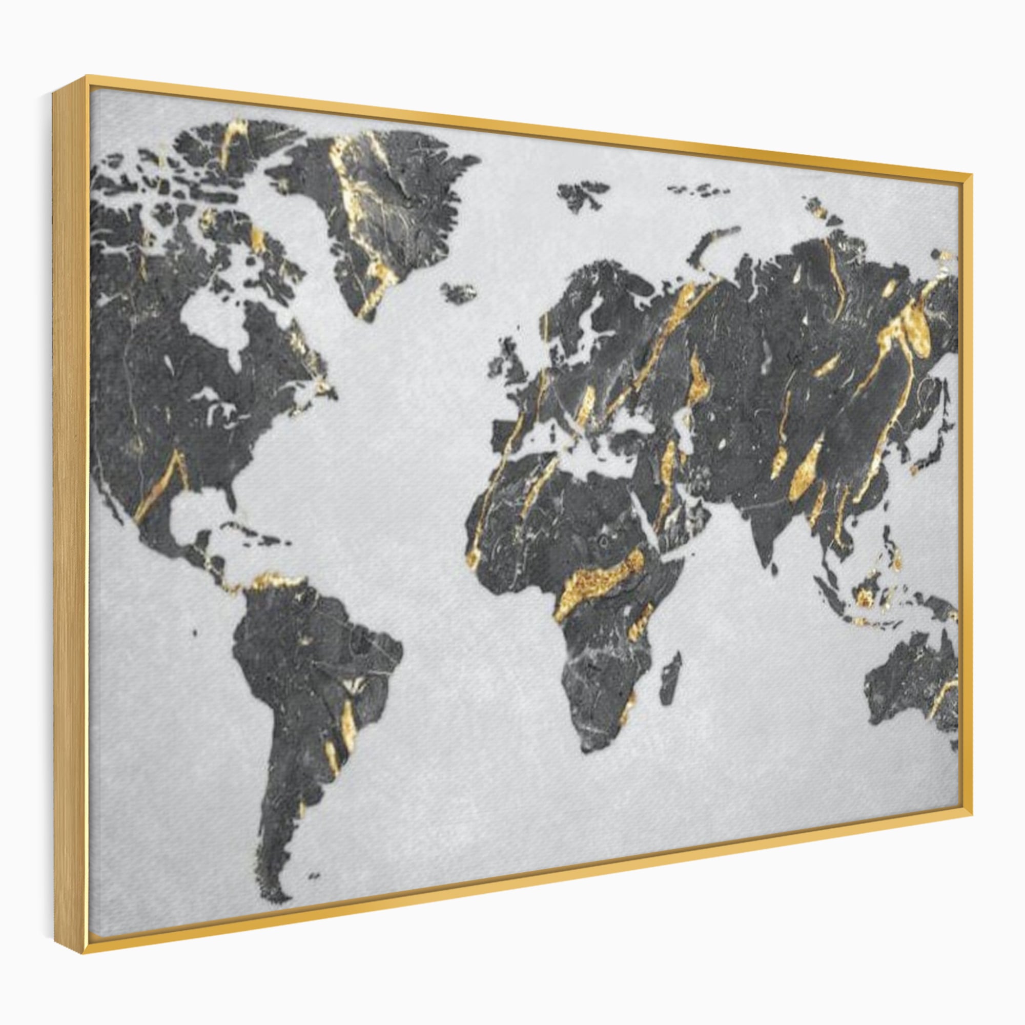 Tablou Canvas Premium, LuxCanva® L1006, Lumea in Marmura si Aur, Harta, Mapamond, Auriu, Negru, Lux, Marmura, Glam, Gold, Arta Murala, Contemporan, Minimalist
