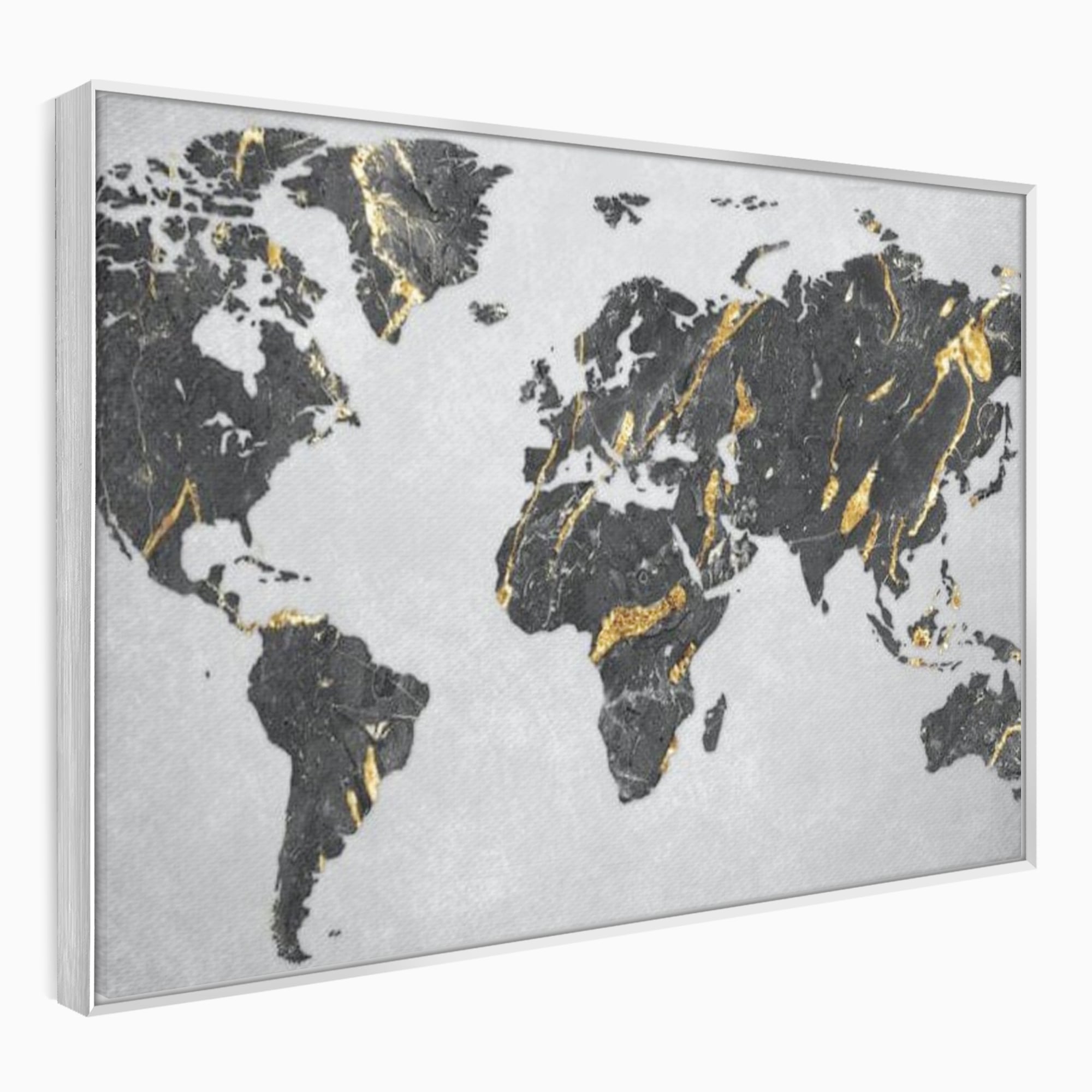 Tablou Canvas Premium, LuxCanva® L1006, Lumea in Marmura si Aur, Harta, Mapamond, Auriu, Negru, Lux, Marmura, Glam, Gold, Arta Murala, Contemporan, Minimalist