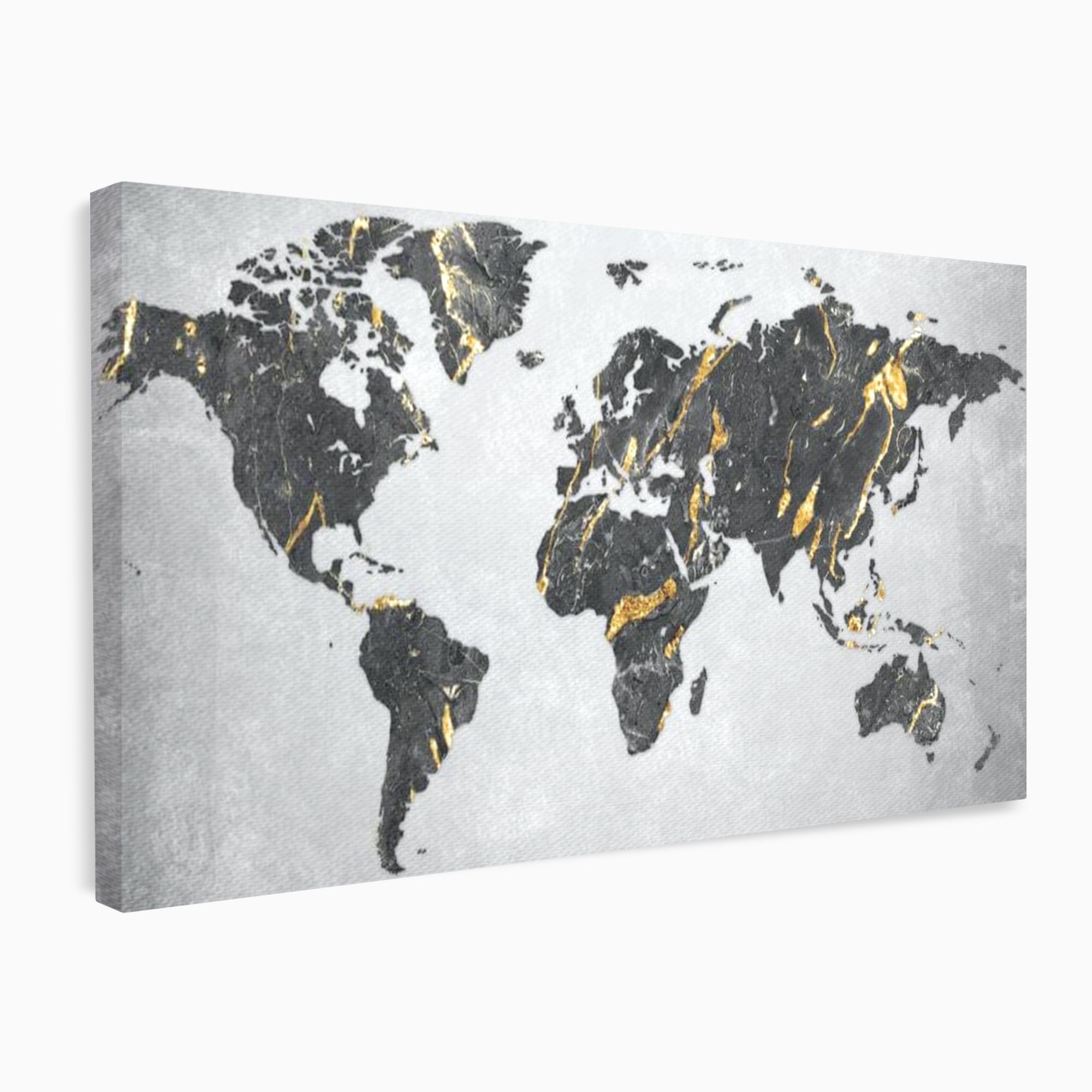 Tablou Canvas Premium, LuxCanva® L1006, Lumea in Marmura si Aur, Harta, Mapamond, Auriu, Negru, Lux, Marmura, Glam, Gold, Arta Murala, Contemporan, Minimalist