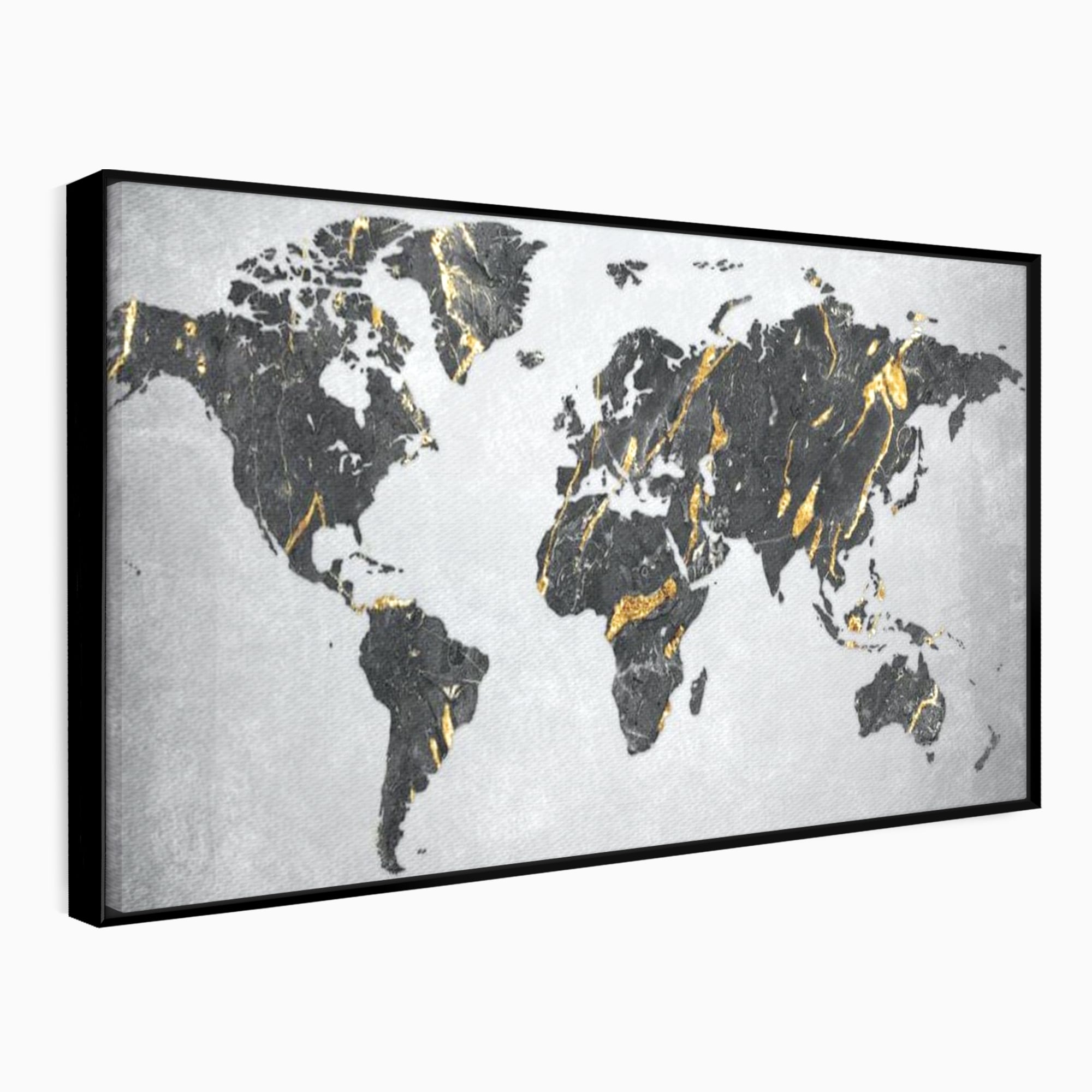 Tablou Canvas Premium, LuxCanva® L1006, Lumea in Marmura si Aur, Harta, Mapamond, Auriu, Negru, Lux, Marmura, Glam, Gold, Arta Murala, Contemporan, Minimalist