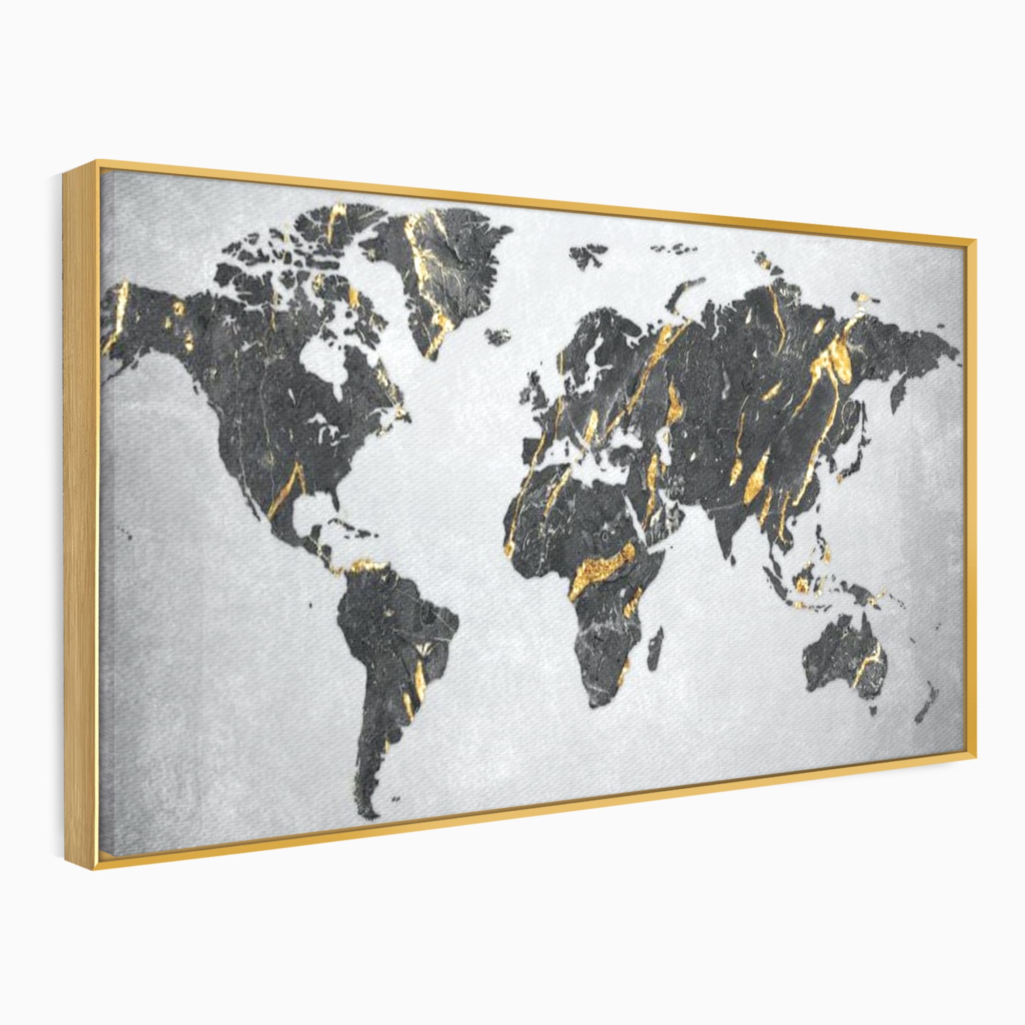 Tablou Canvas Premium, LuxCanva® L1006, Lumea in Marmura si Aur, Harta, Mapamond, Auriu, Negru, Lux, Marmura, Glam, Gold, Arta Murala, Contemporan, Minimalist