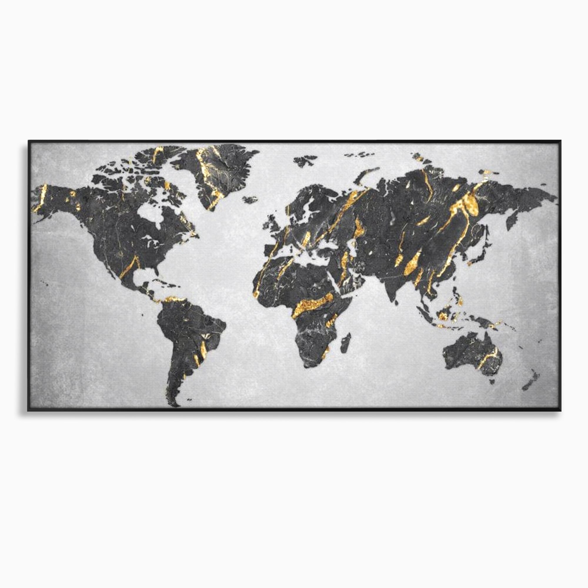 Tablou Canvas Premium, LuxCanva® L1006, Lumea in Marmura si Aur, Harta, Mapamond, Auriu, Negru, Lux, Marmura, Glam, Gold, Arta Murala, Contemporan, Minimalist