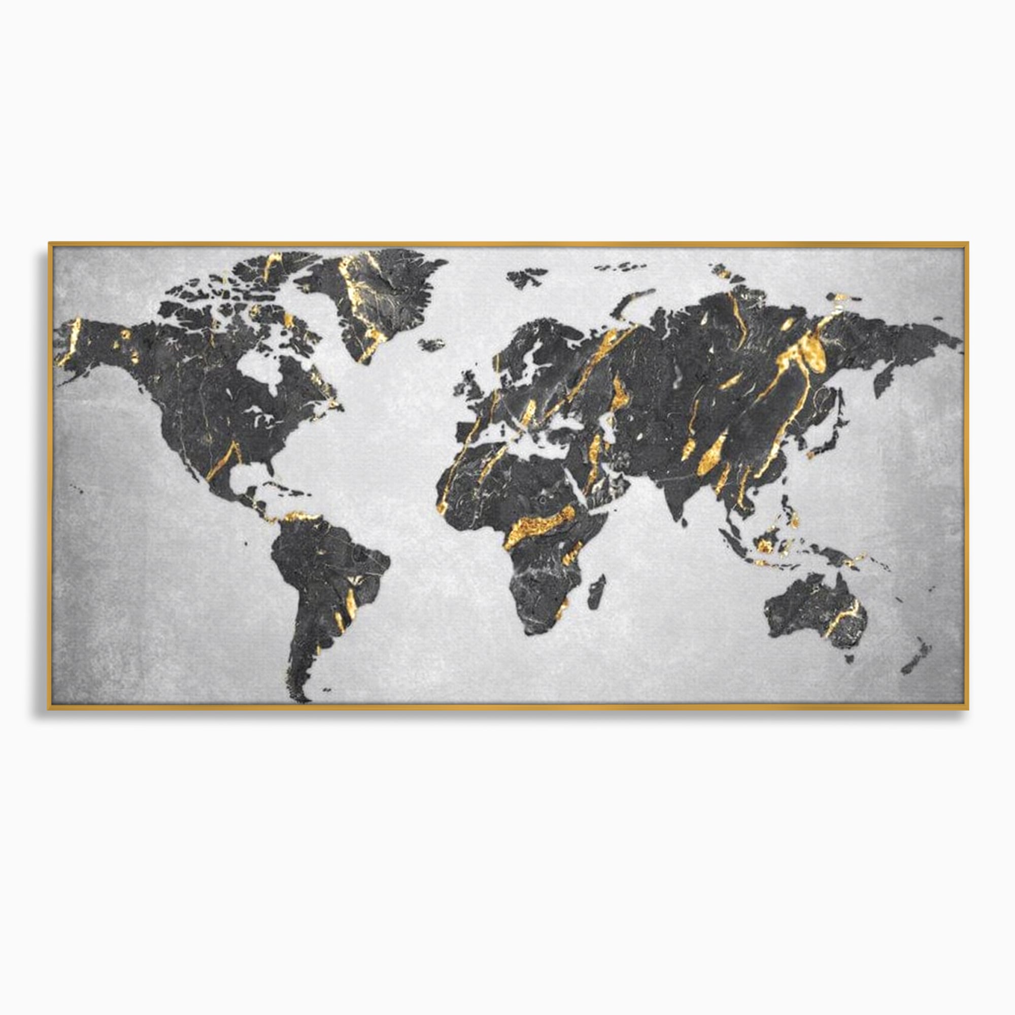 Tablou Canvas Premium, LuxCanva® L1006, Lumea in Marmura si Aur, Harta, Mapamond, Auriu, Negru, Lux, Marmura, Glam, Gold, Arta Murala, Contemporan, Minimalist