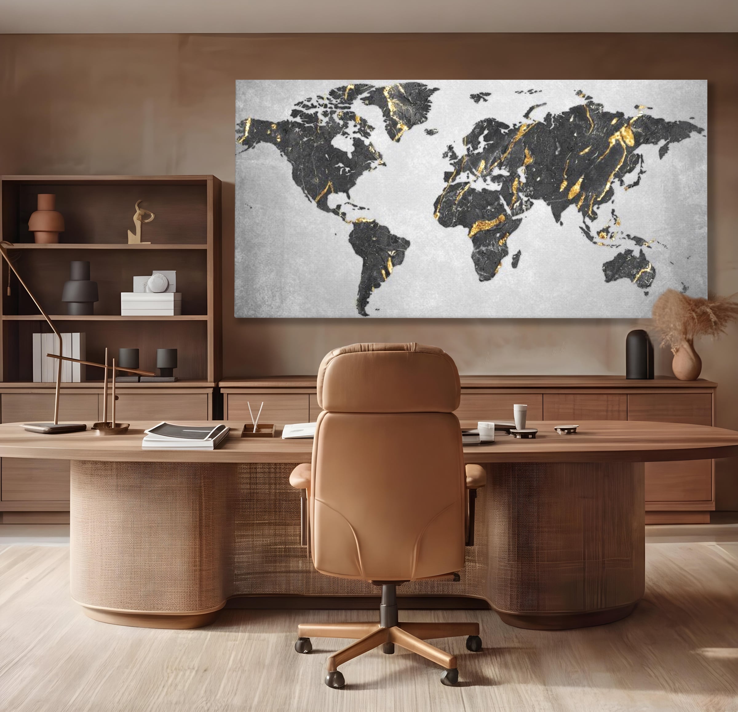 Tablou Canvas Premium, LuxCanva® L1006, Lumea in Marmura si Aur, Harta, Mapamond, Auriu, Negru, Lux, Marmura, Glam, Gold, Arta Murala, Contemporan, Minimalist