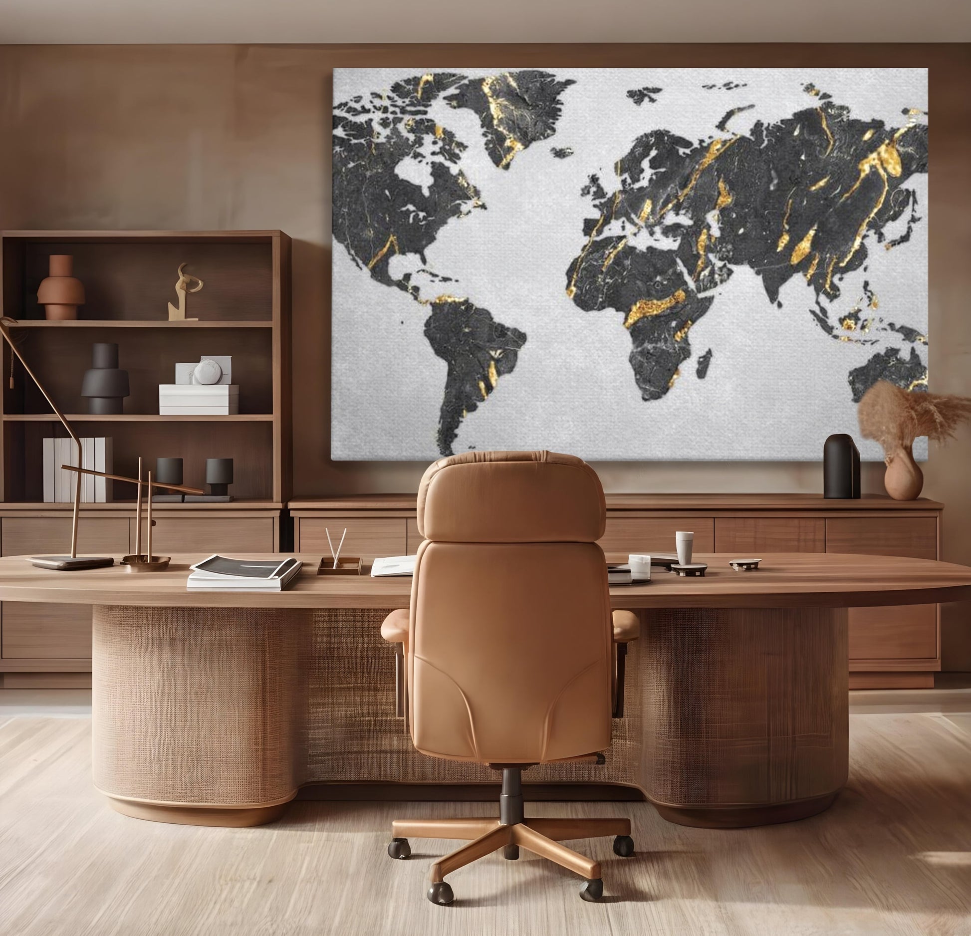 Tablou Canvas Premium, LuxCanva® L1006, Lumea in Marmura si Aur, Harta, Mapamond, Auriu, Negru, Lux, Marmura, Glam, Gold, Arta Murala, Contemporan, Minimalist