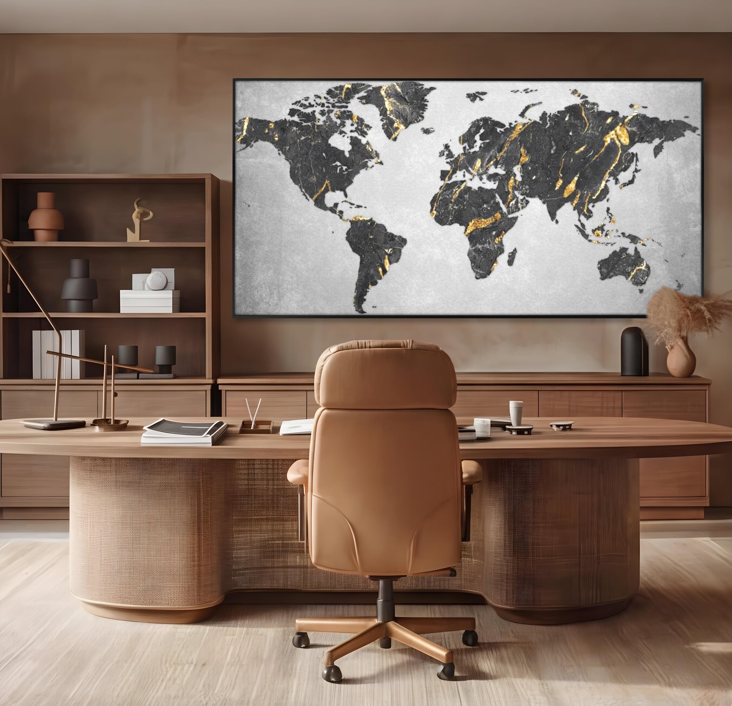 Tablou Canvas Premium, LuxCanva® L1006, Lumea in Marmura si Aur, Harta, Mapamond, Auriu, Negru, Lux, Marmura, Glam, Gold, Arta Murala, Contemporan, Minimalist