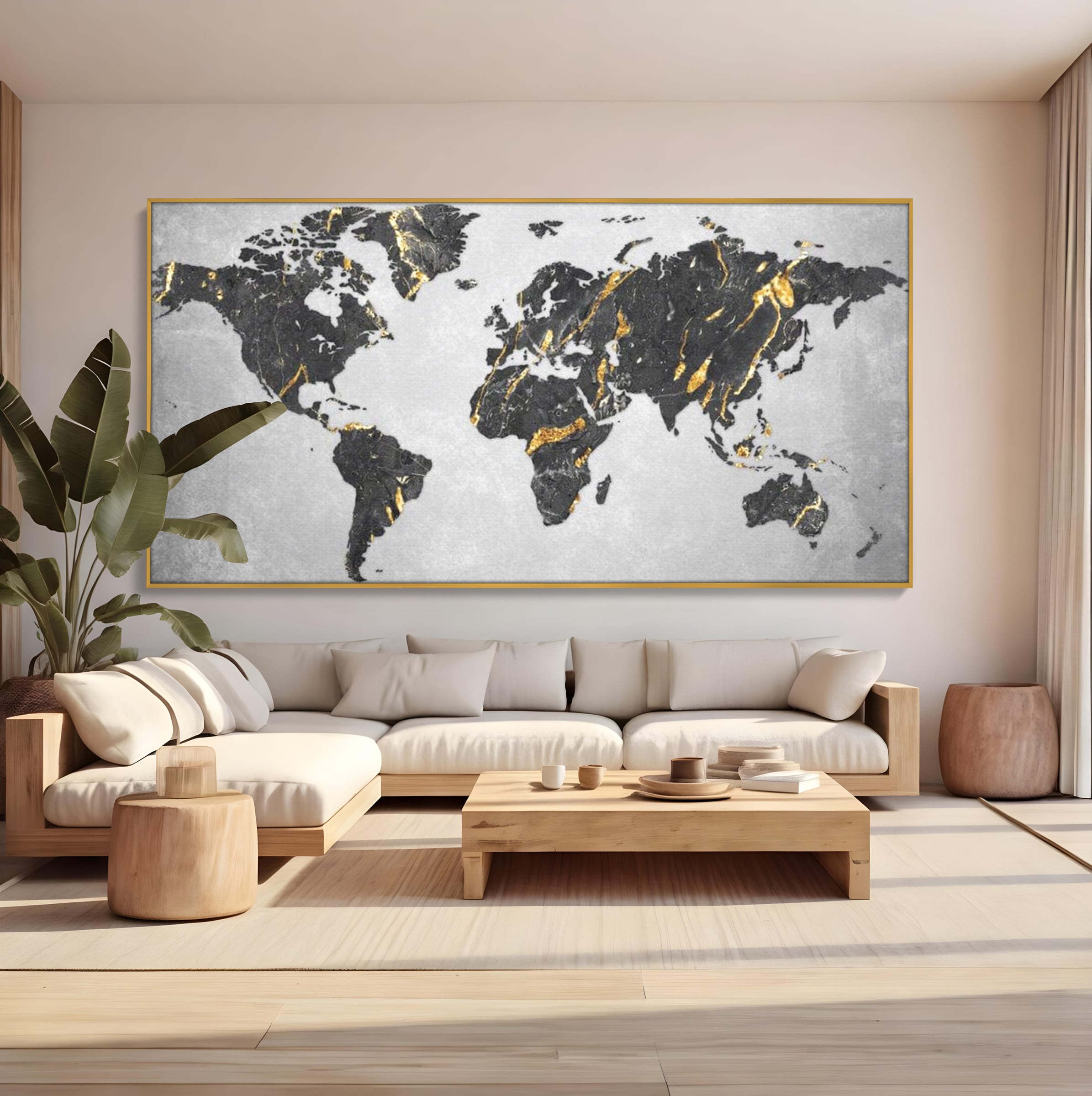 Tablou Canvas Premium, LuxCanva® L1006, Lumea in Marmura si Aur, Harta, Mapamond, Auriu, Negru, Lux, Marmura, Glam, Gold, Arta Murala, Contemporan, Minimalist